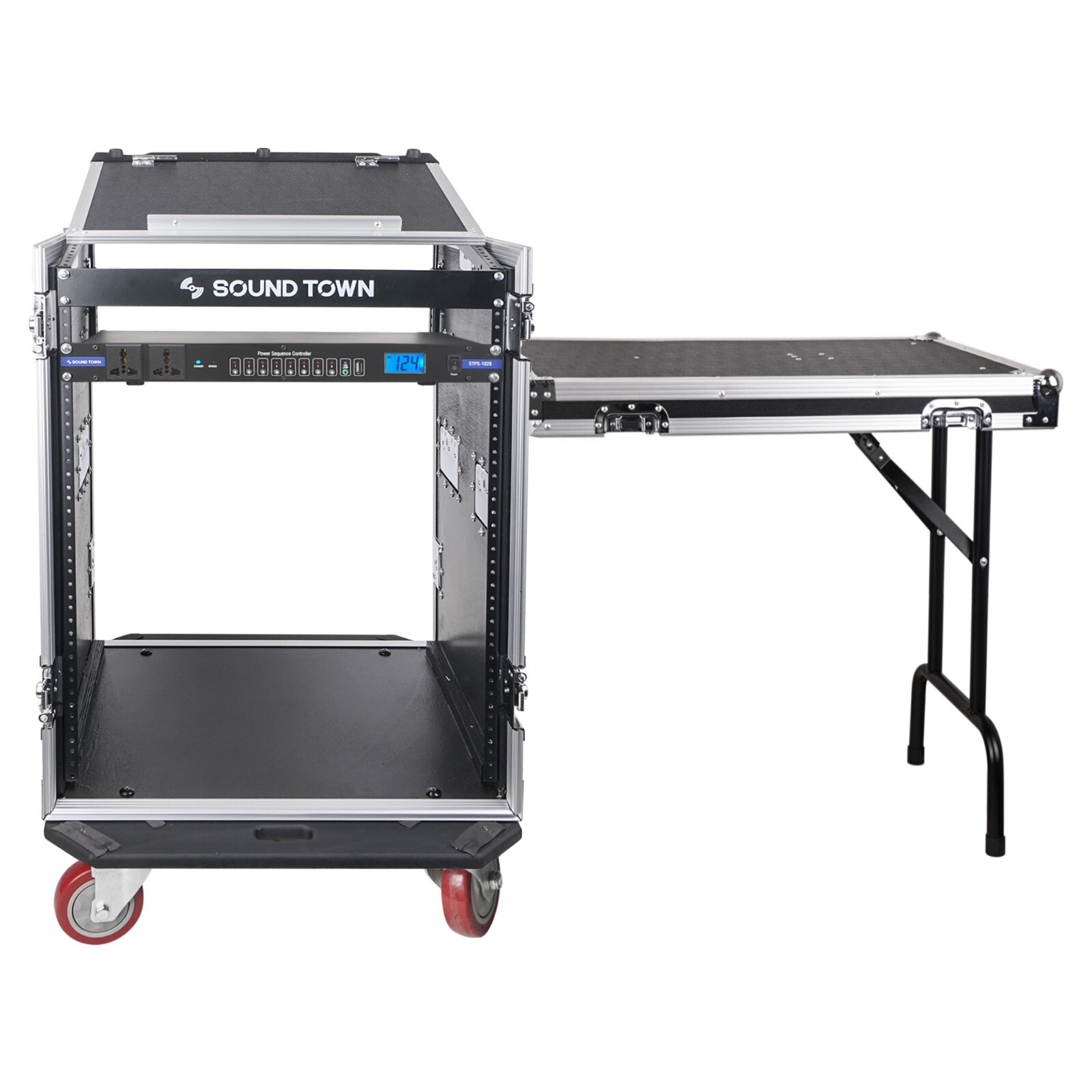 Sound Town PA DJ Combo w/ 14U Road Case and AC Power Conditioner (STMR-14TPS10)