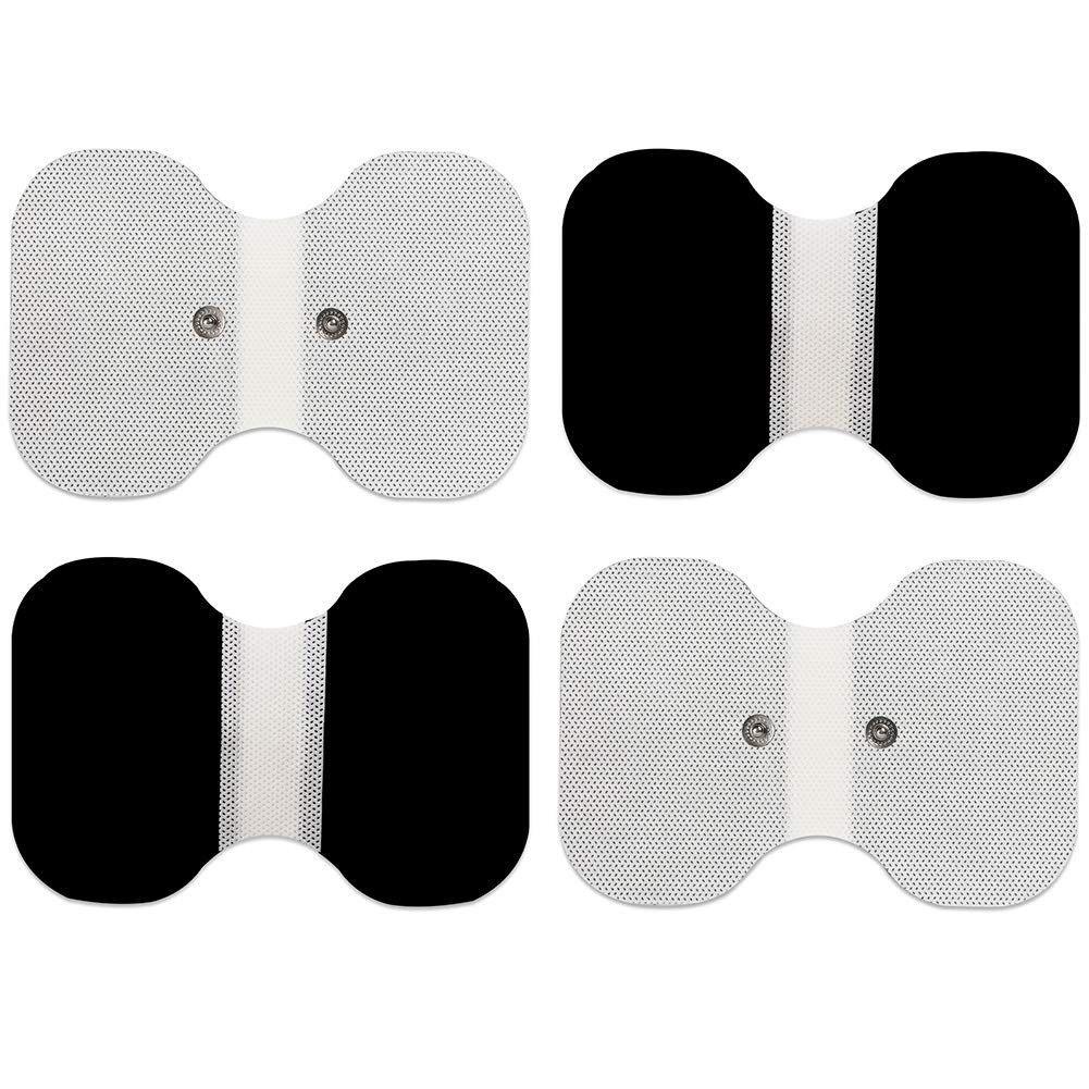 TENS Unit Pads 4.3” X 6”, 4Pcs Snap Electrode Pads Large, Butterfly Shape, Reusa