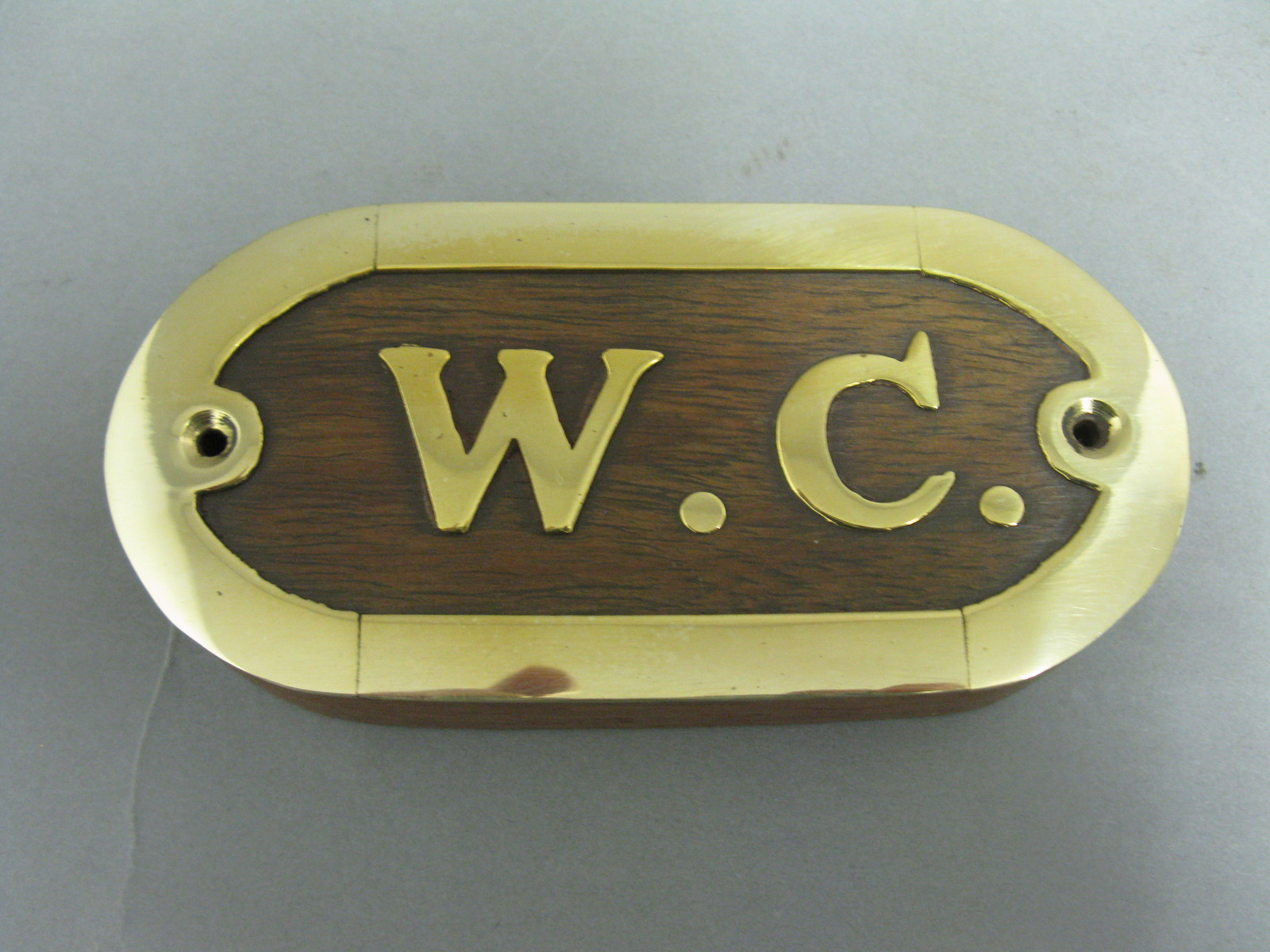 Brass Fine Wood WC Sign 10 Cm X 5 Cm For The Yacht Or Fine WC
