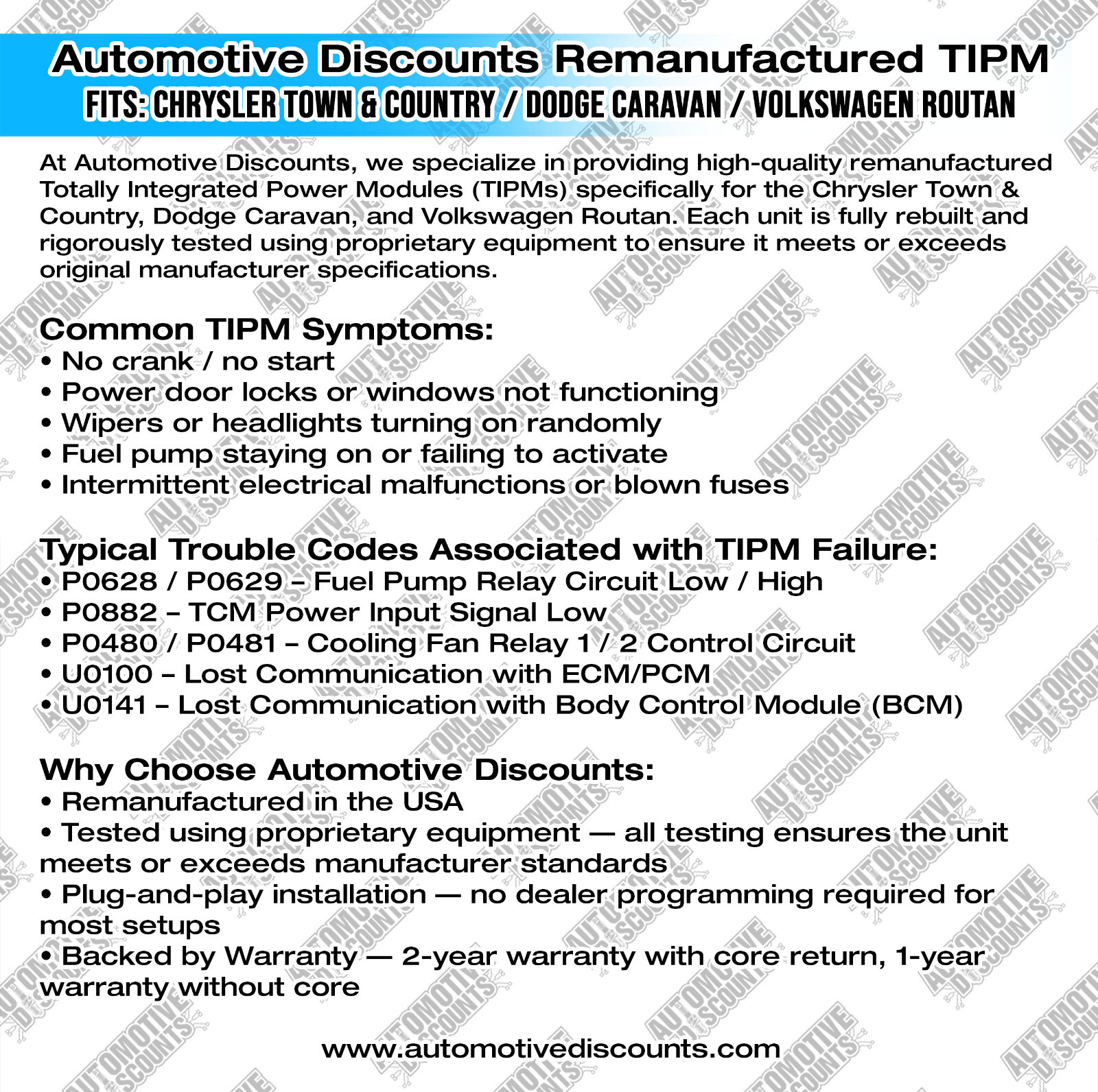 2010 Dodge Grand Caravan OEM TIPM Fuse Box 04692305 PLUG & PLAY PROGRAMMING