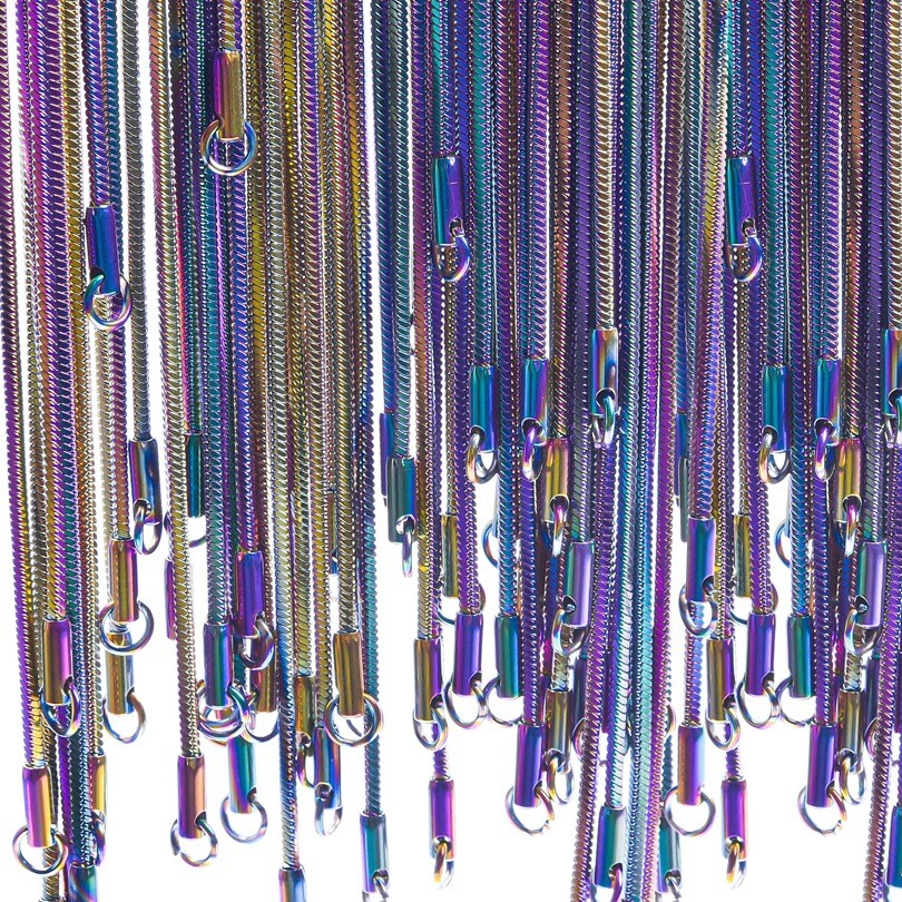 1.5MM stainless steel snake chain Rainbow Color Lobster clasp 2pcs