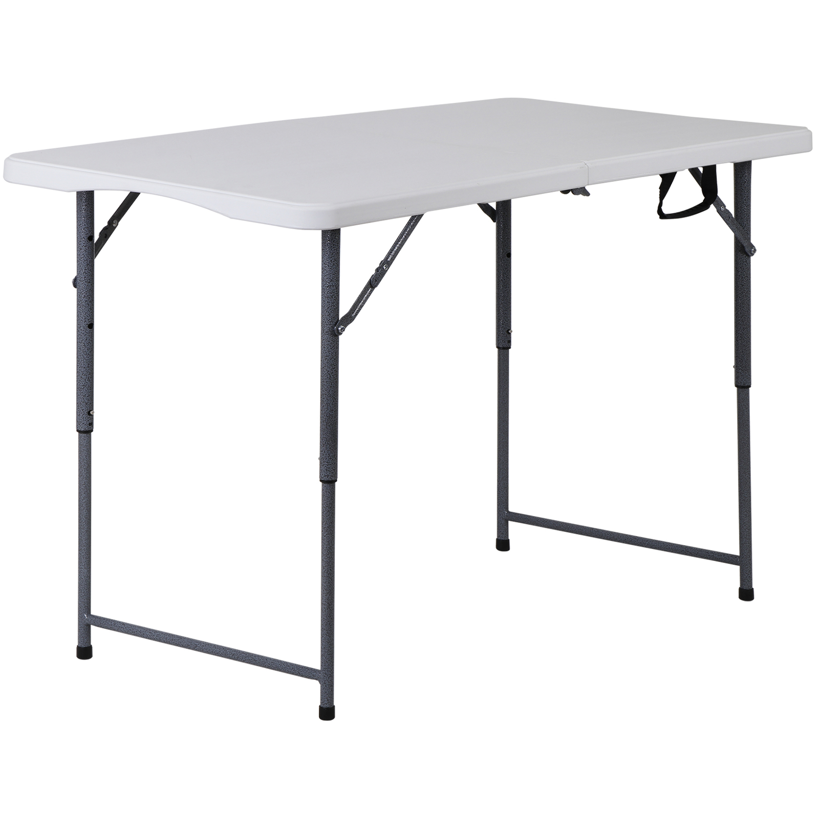 4ft Plastic Folding Table Portable Heavy Duty White Dining Table Fold-in-Half