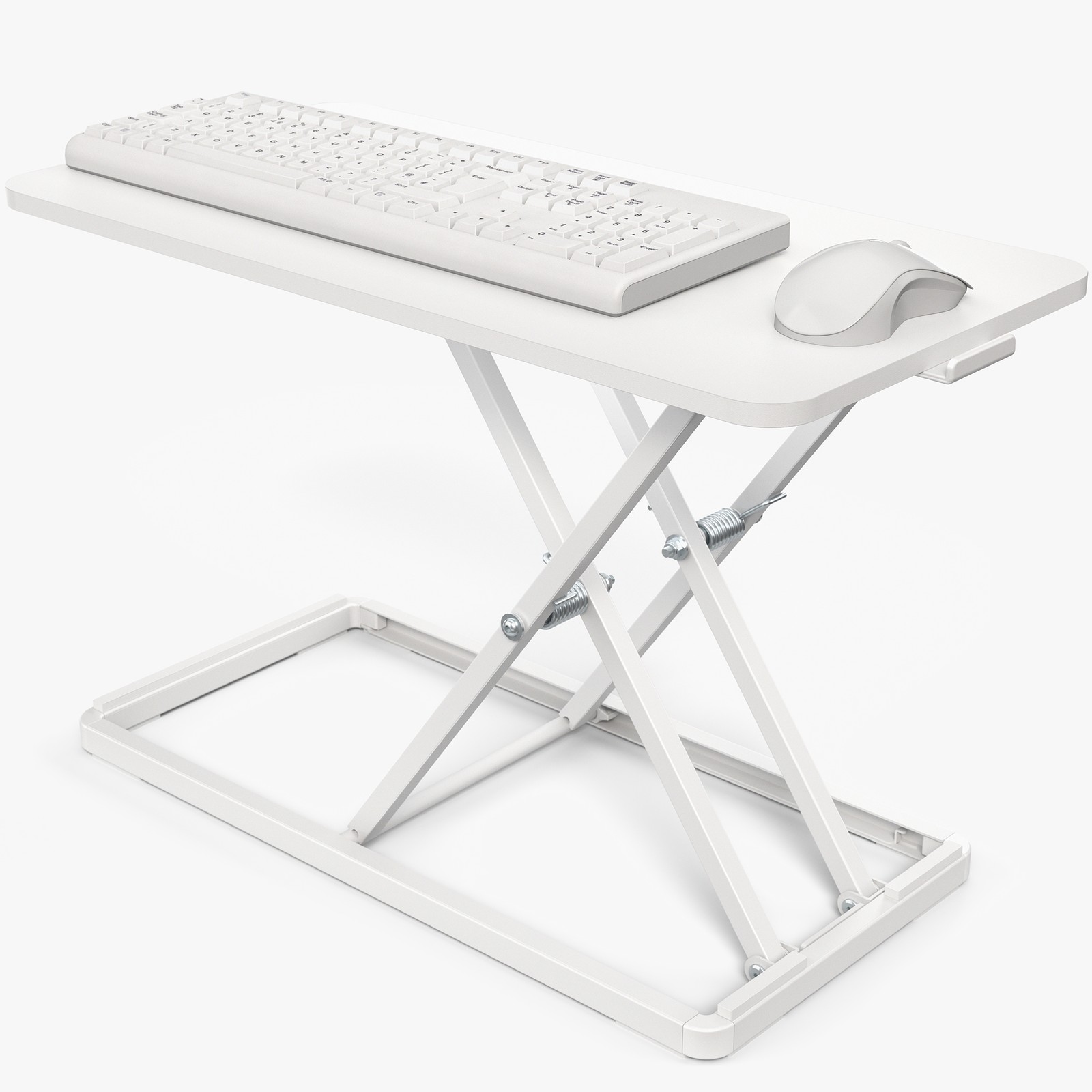 VIVO White 24" Single Top Ergonomic Scissors Lift Keyboard and Mouse Riser