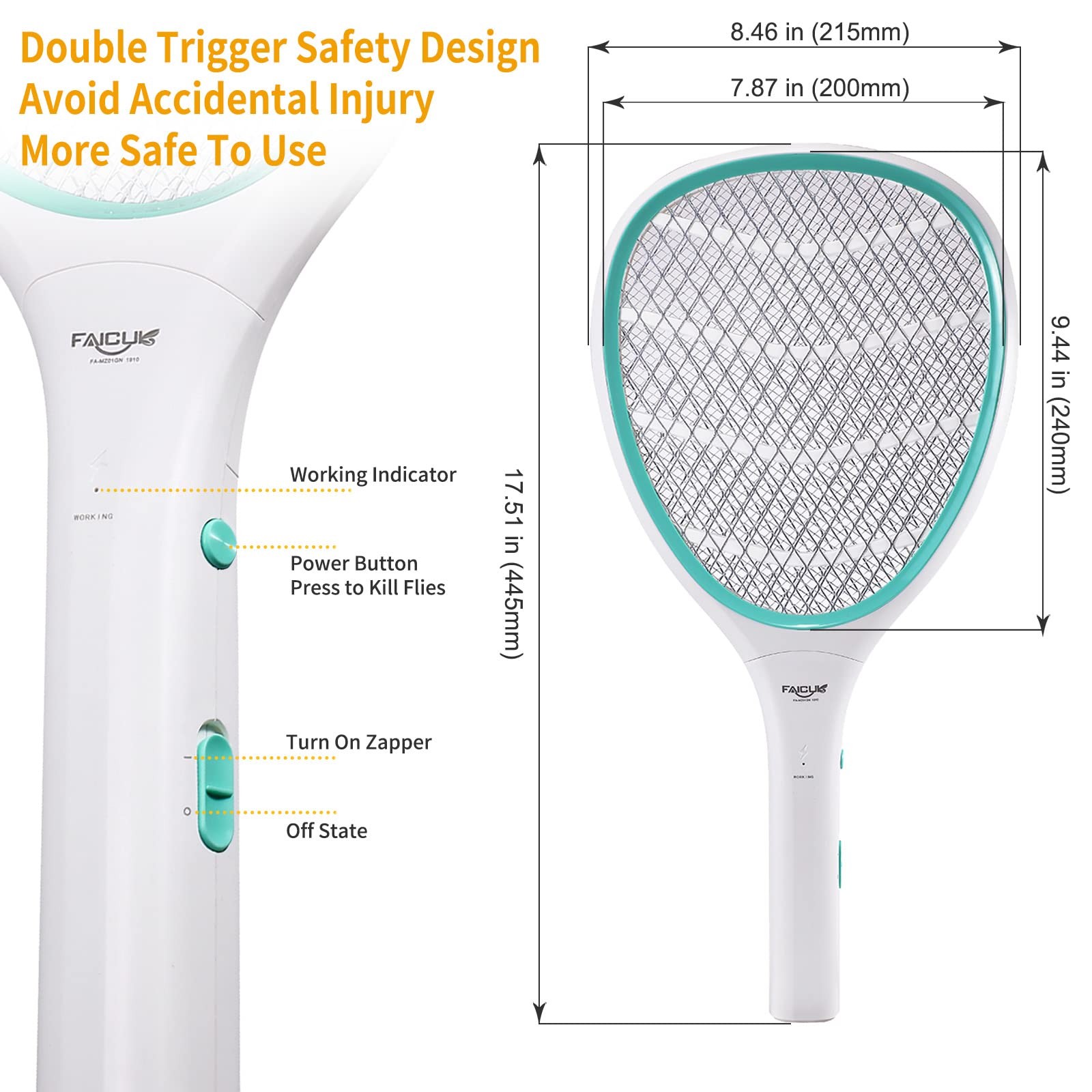 Handheld Bug Zapper Racket Electric Fly Swatter