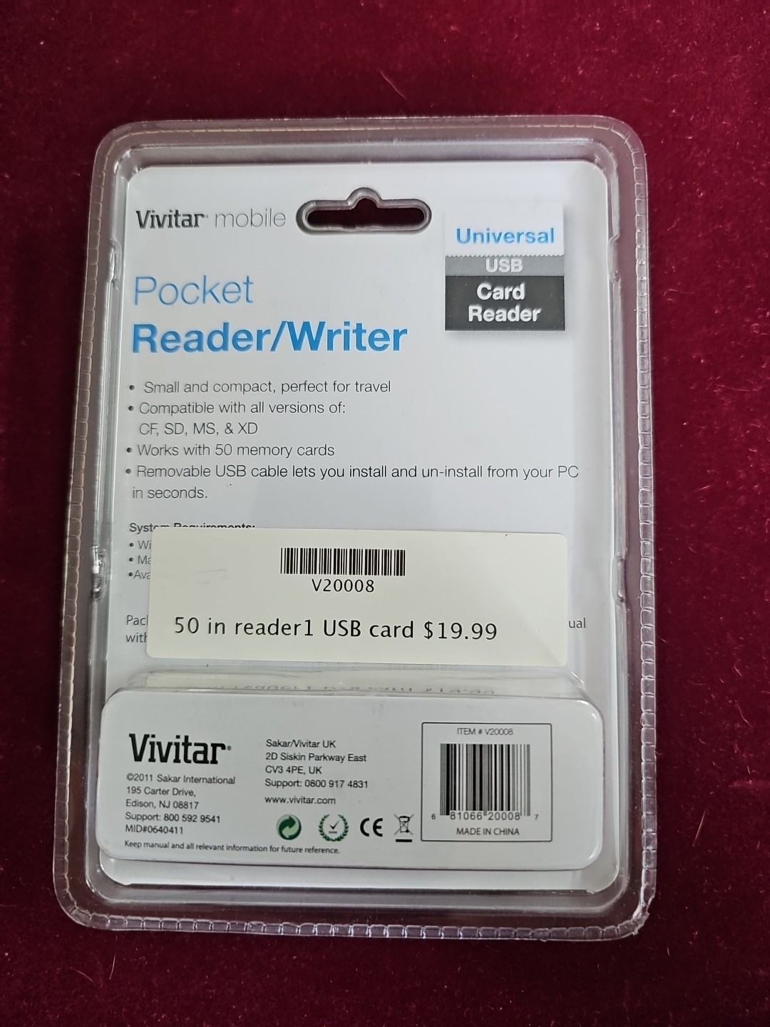 Vivitar Mobile Pocket Reader Writer-50-in-1 HI SPEED-USB Card Reader NEW SEALED