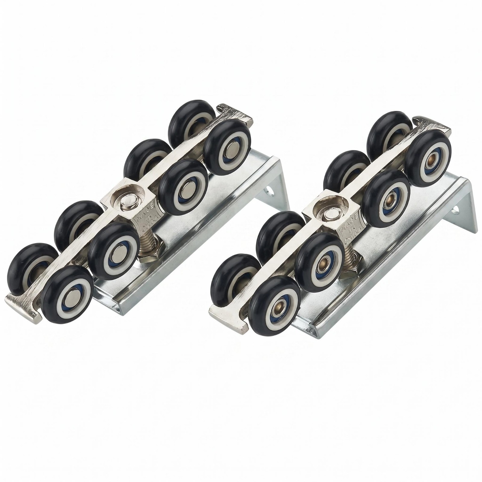 2 Pieces Top Hung Sliding Door Rollers Black Wheels Home Hardware Zinc-Colored