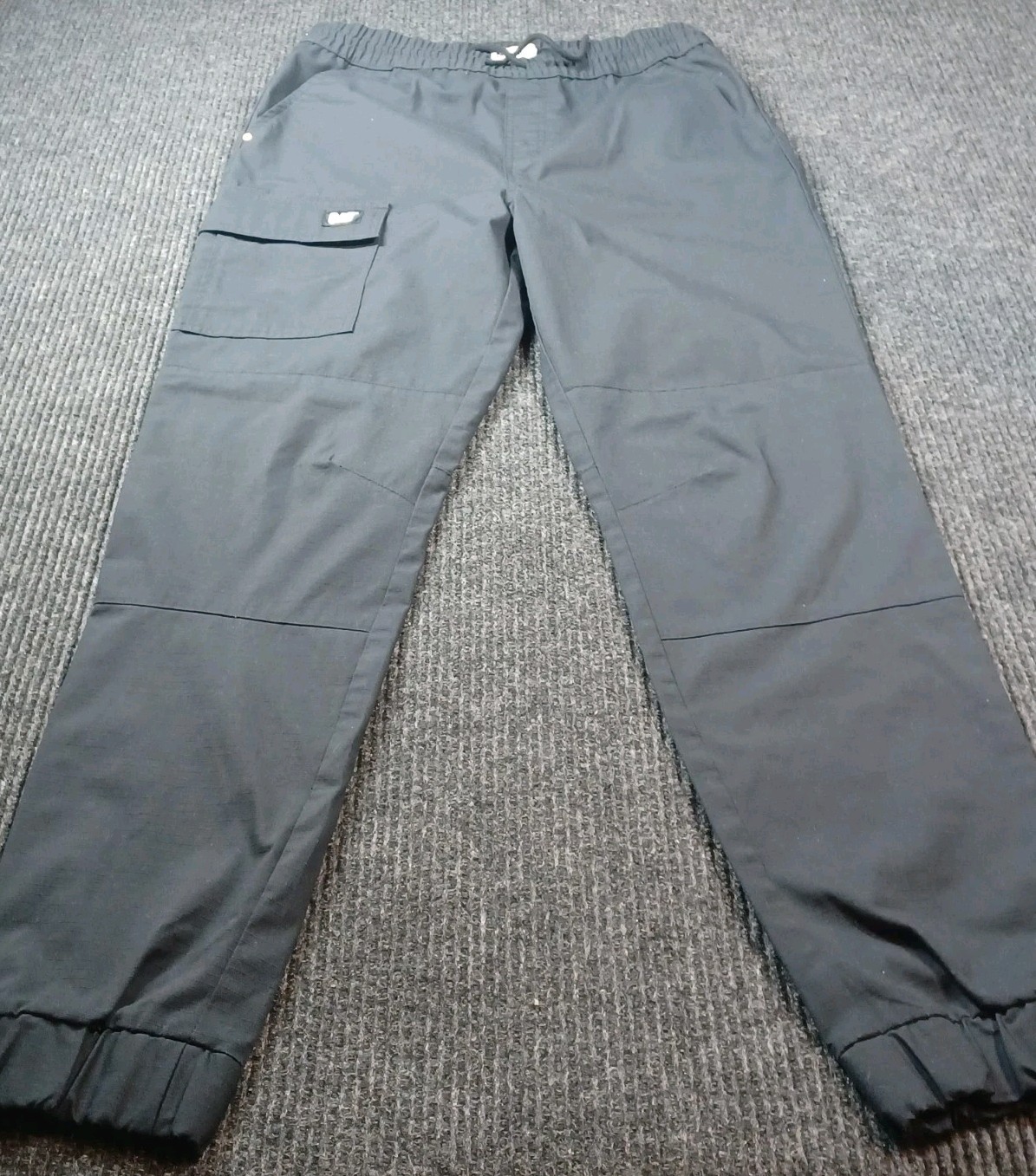 Caterpillar Work Wear Mens Size M Cargo Canvas Stretch Cuffed Black Joggers EUC