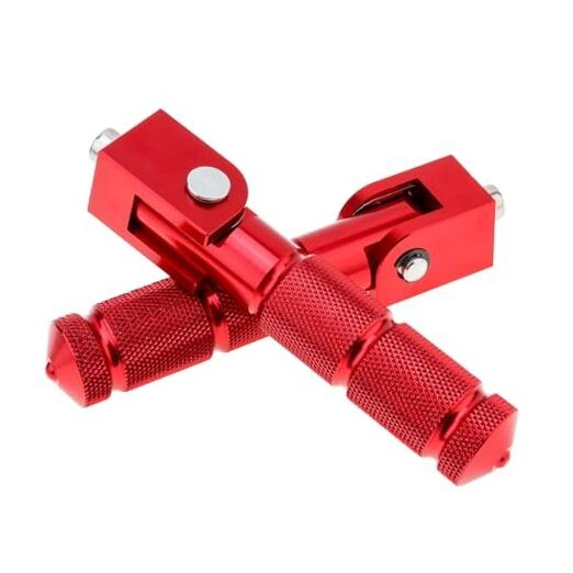 Windance 8mm M8 Passenger Foot Supports Pedals, 90 Degree Foldable Anti Red