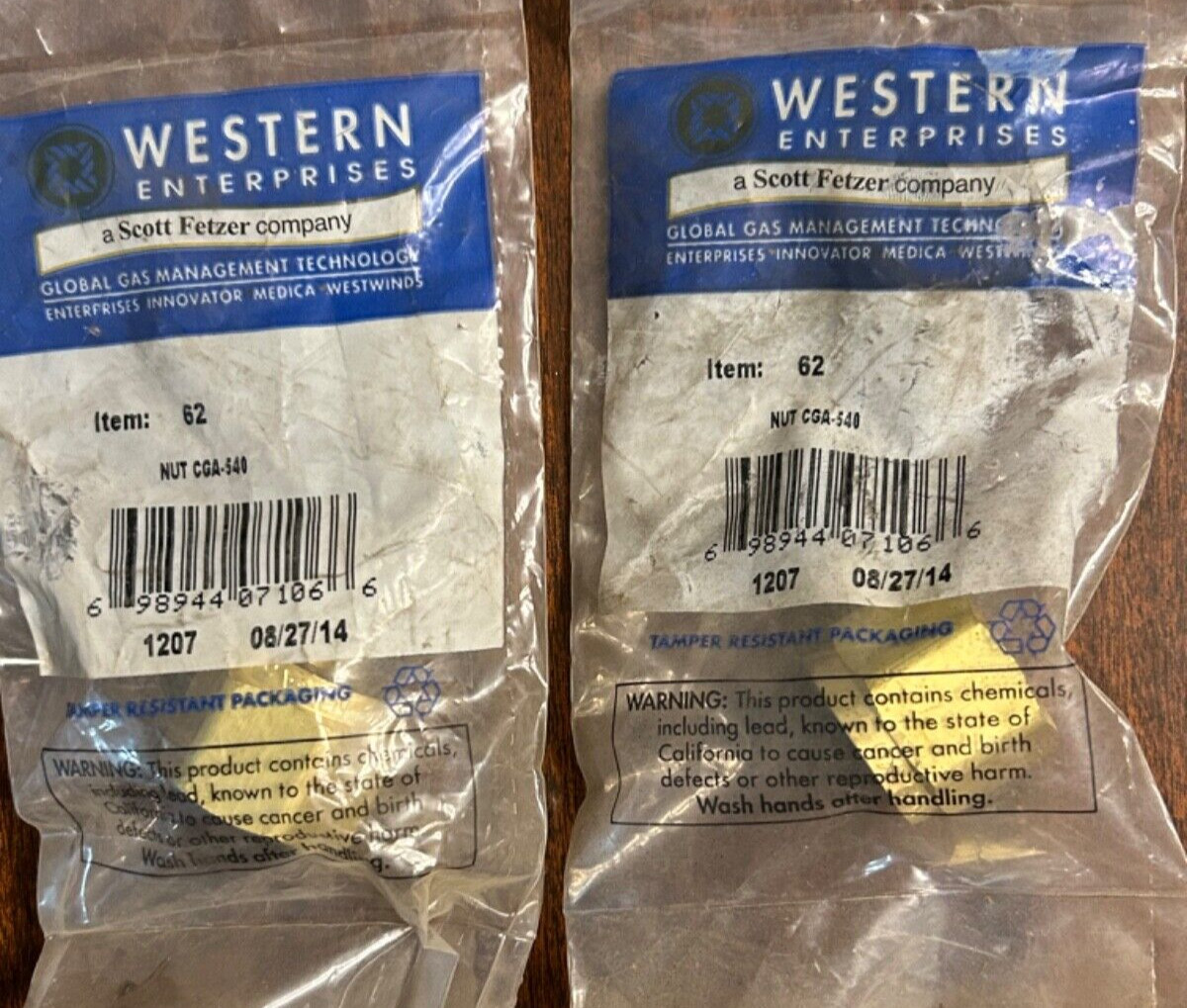 NIB (LOT OF 2) Western Enterprises Inlet Nut Fitting For CGA-540 Regulator 62