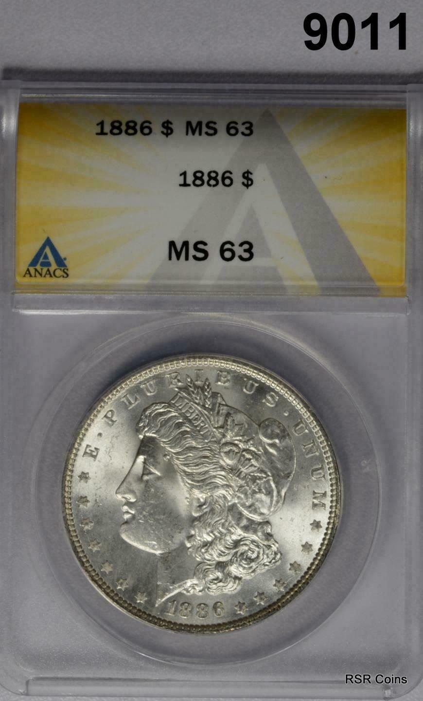 1886 MORGAN SILVER DOLLAR ANACS CERTIFIED MS63 FLASHY! #9011