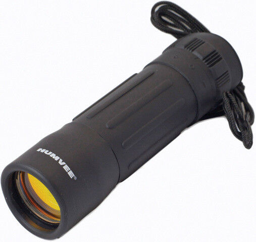 Humvee Monocular 10x25 Black HMV-B-MONO-BLK 4 3/8" overall. Anti-reflective ruby