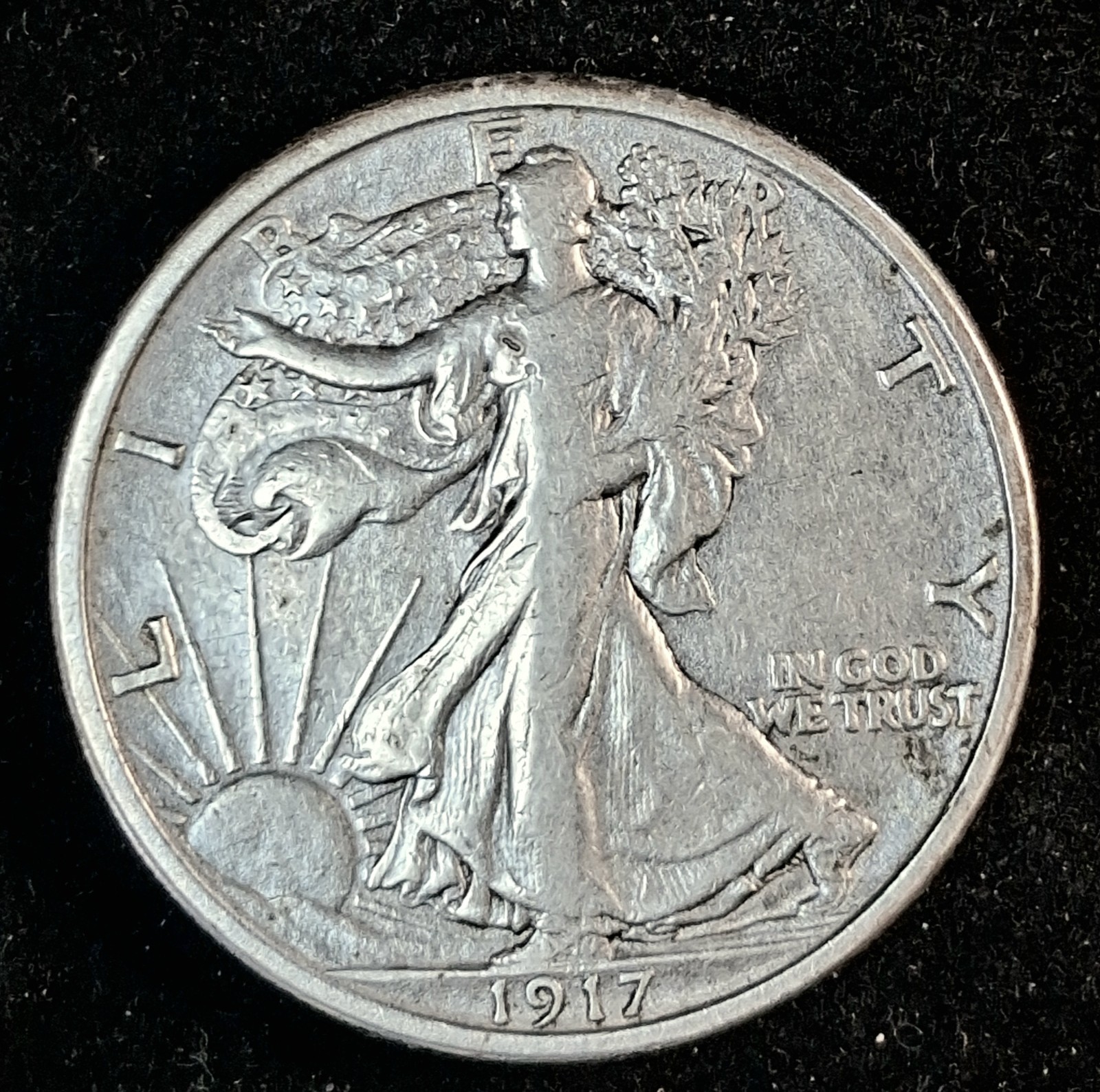 1917 Walking Liberty Half Dollar . VF/XF