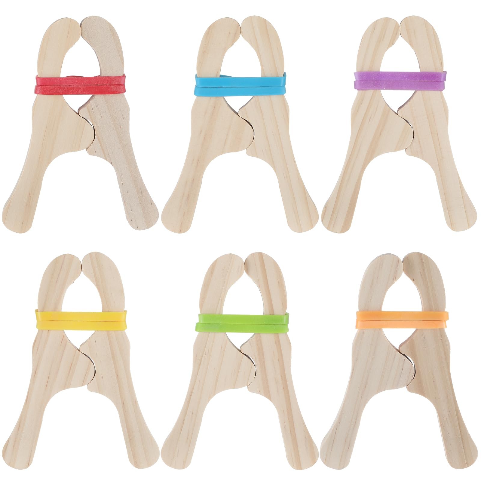 Simgoing 6 Pcs Wooden Play Clips for Kids Montessori and Waldorf Fort Buildin...