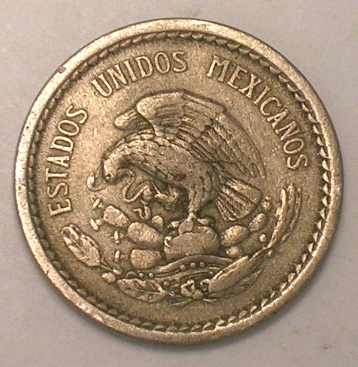 1936 Mexico Mexican 5 Centavos Eagle Snake Coin VF