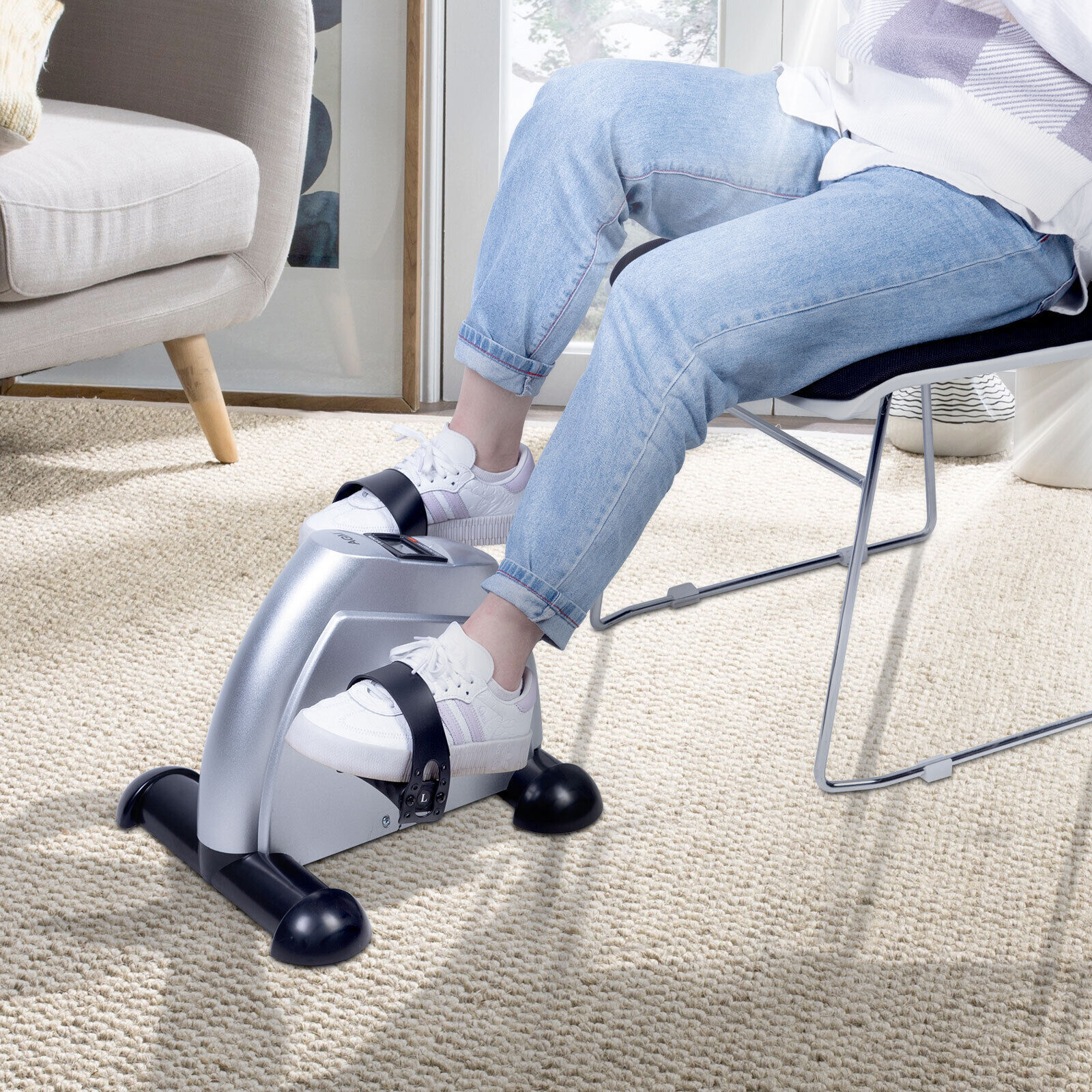 Mini Exercise Bike Arm Leg Trainer Pedal Exerciser Under Desk With LCD Screen