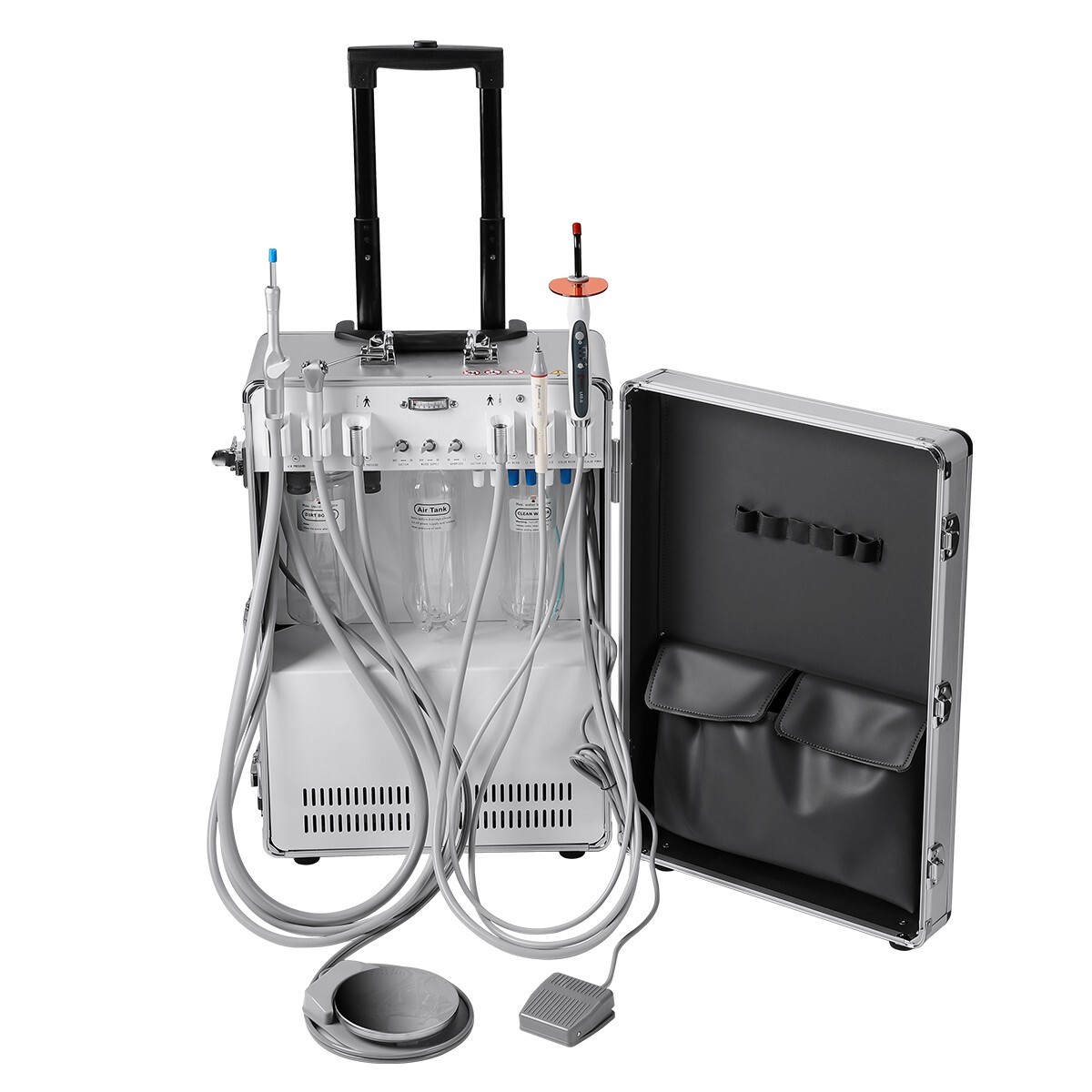 Portable Dental Mobile Delivery Unit System Air Compressor 4Hole Strong Suction
