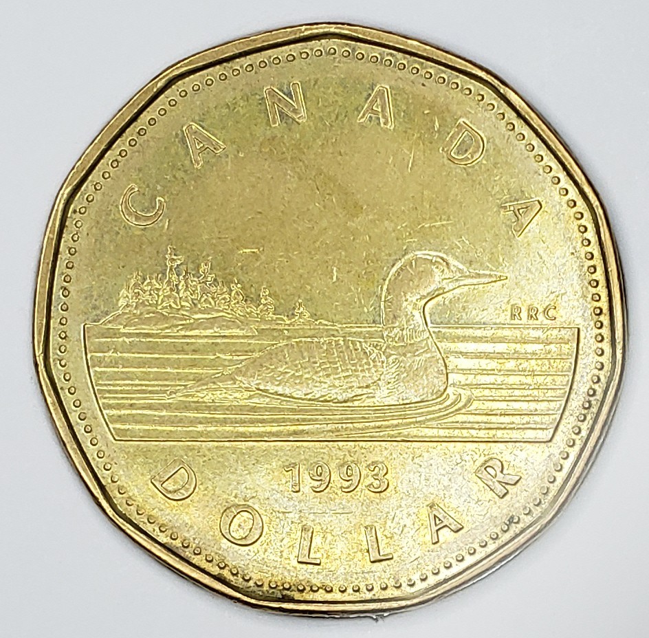1993 Canada Loonie $1 • Hendecagon Rim • Strike Softness & Edge Variations