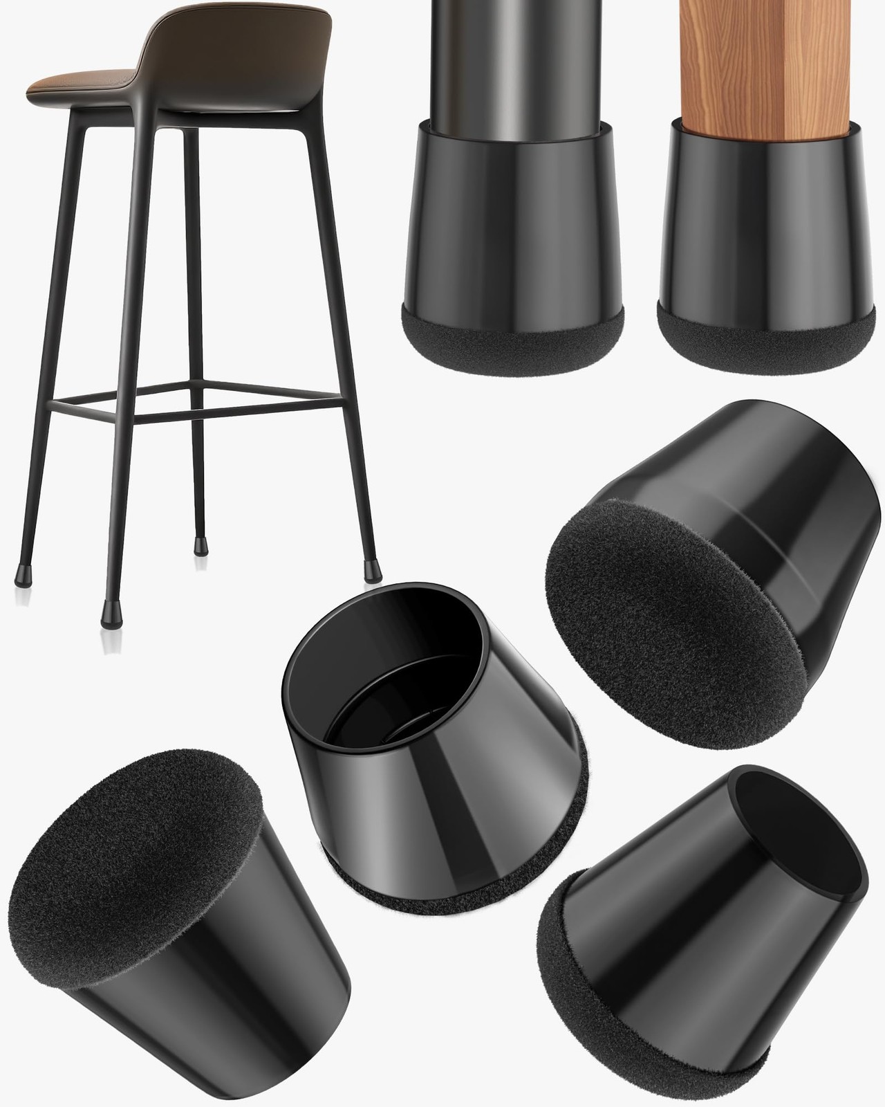24Pack Silicone Chair Leg Floor Protectors for Hardwood Floors Felt Furniture...