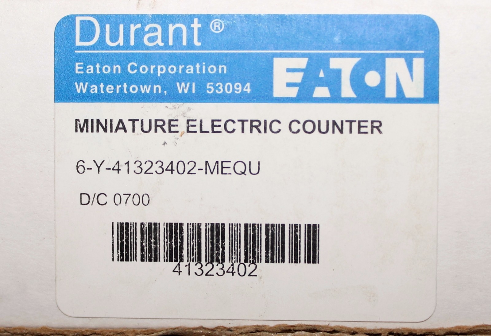 EATON DURANT 6 Y 41323402 MEQU 24VDC 6 Digit Counter