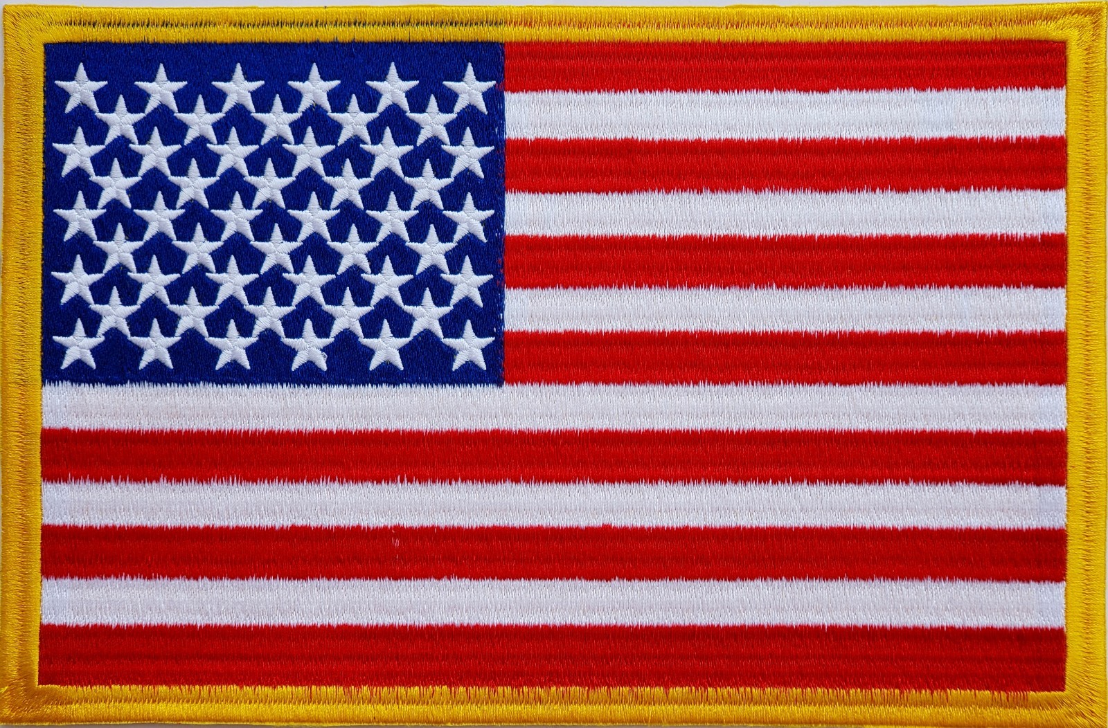 US USA AMERICAN FLAG 11 inch Tactical Morale MOTORCYCLE BIKER GOLD PATCH IRON-ON