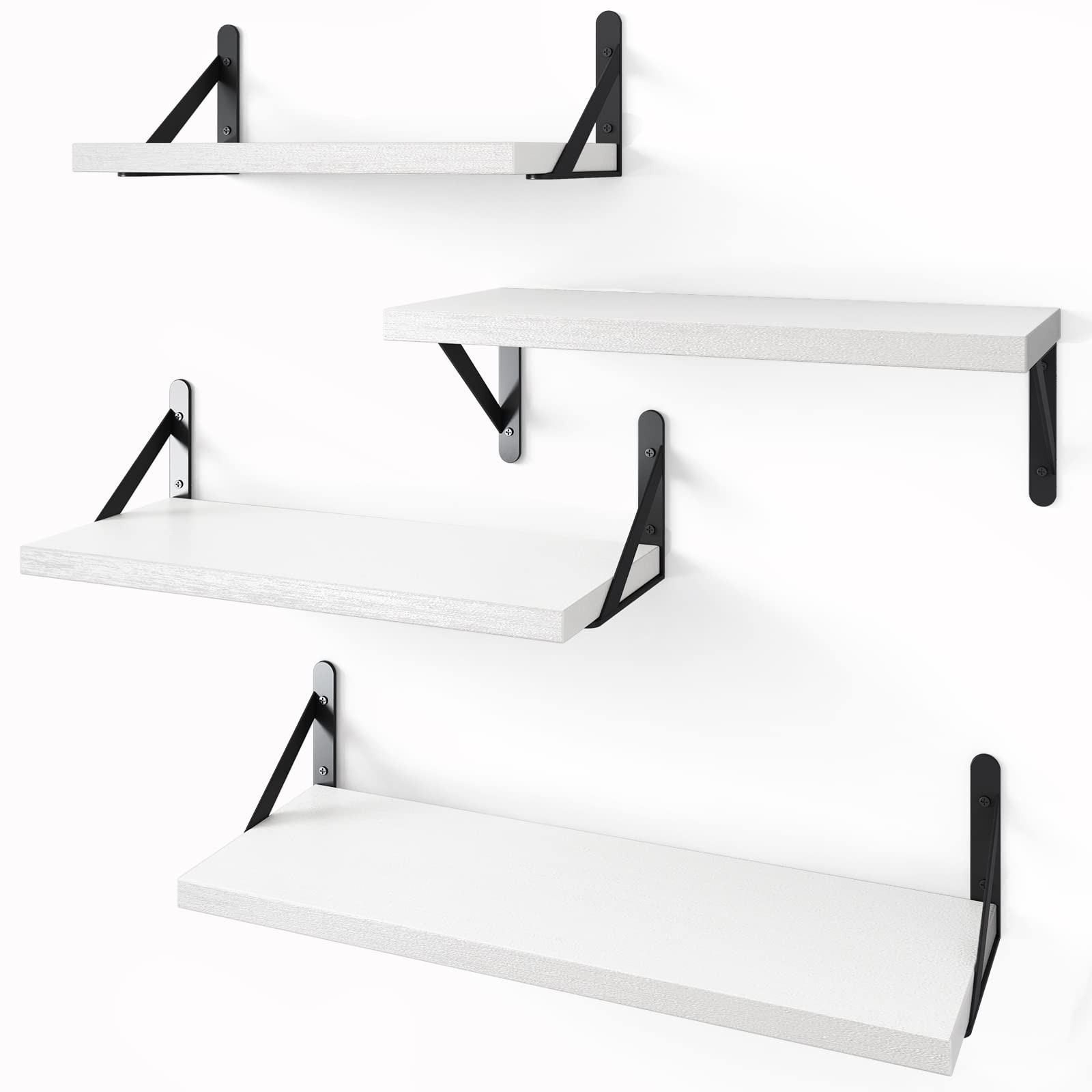 YGEOMER Floating Shelves for Wall, Different Sizes White 16inch Mixed,