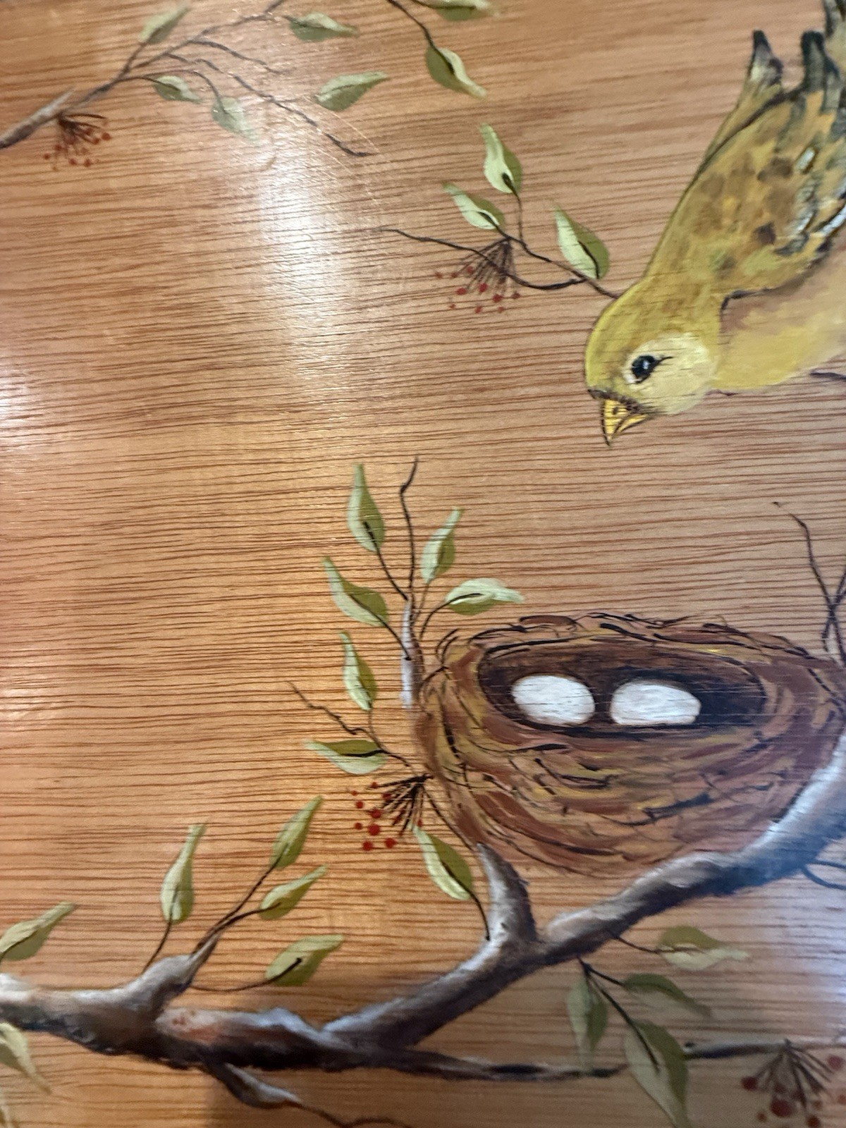 Hand Painted Kitchen Child Step Stool Bird Floral Spring Vintage