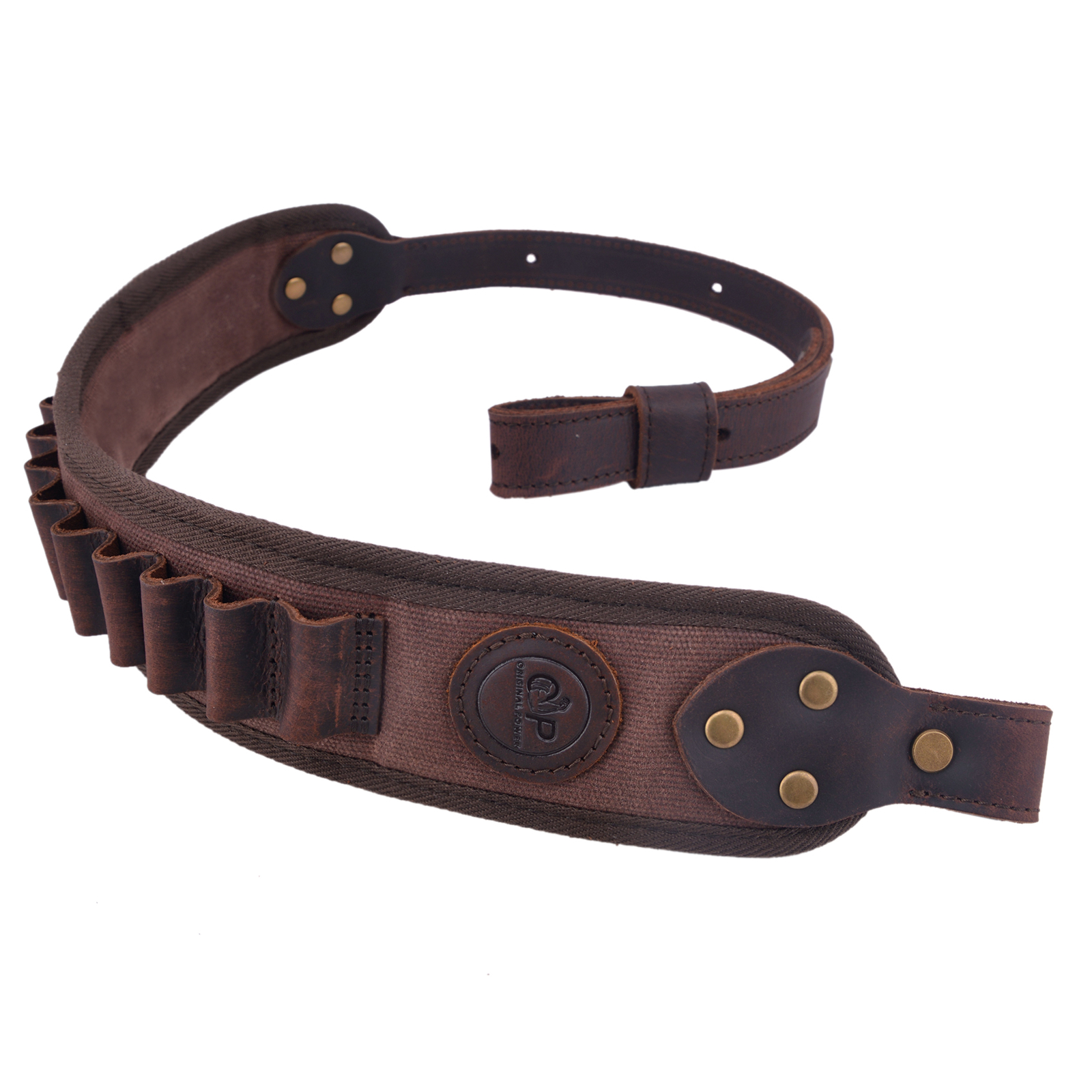 Leather Canvas Rifle Sling Shotgun Shell Slots Straps For .30/30 .308 12GA .22LR