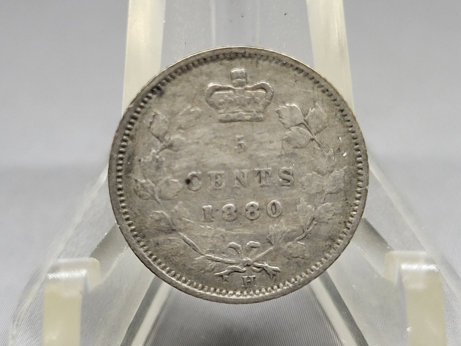 1880 H Canadian .925 Sterling Silver 5 Cents Coin Canada