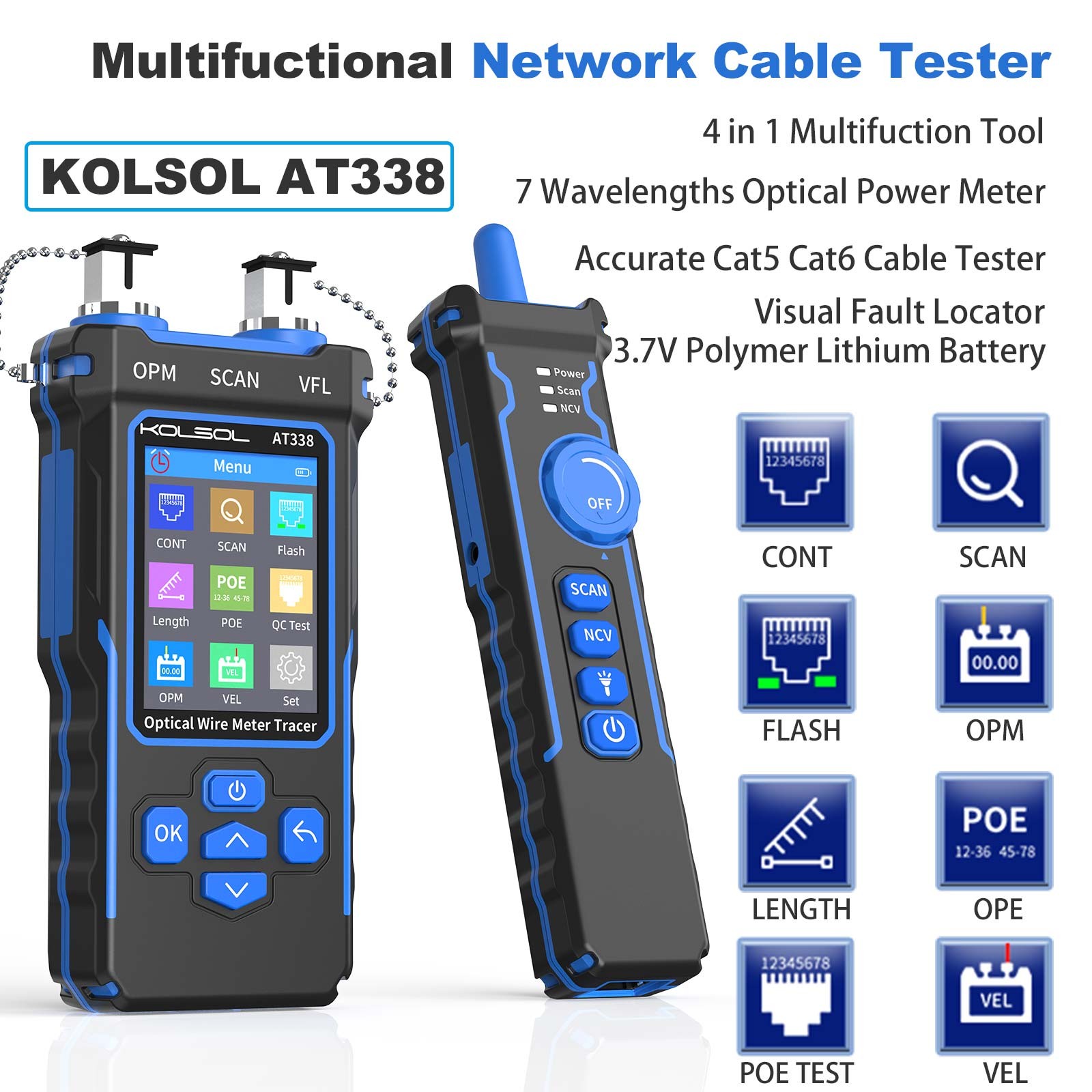 KOLSOL Network Cable Tester LAN Optical Wire Meter Power Meter Tester NF-8508