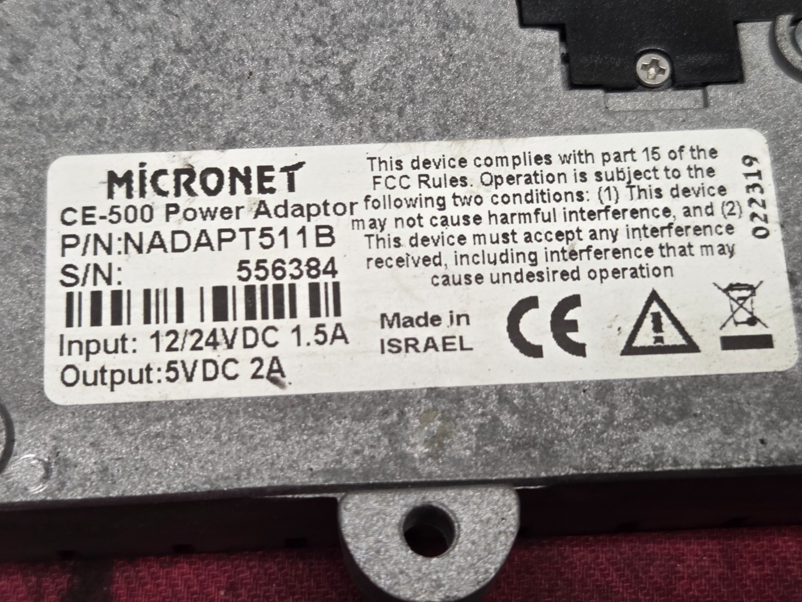 MICRONET CE 500, MOBILE DATA, NADAPT511B, POWER ADAPTOR, MOBILE IN VEHICLE UNIT