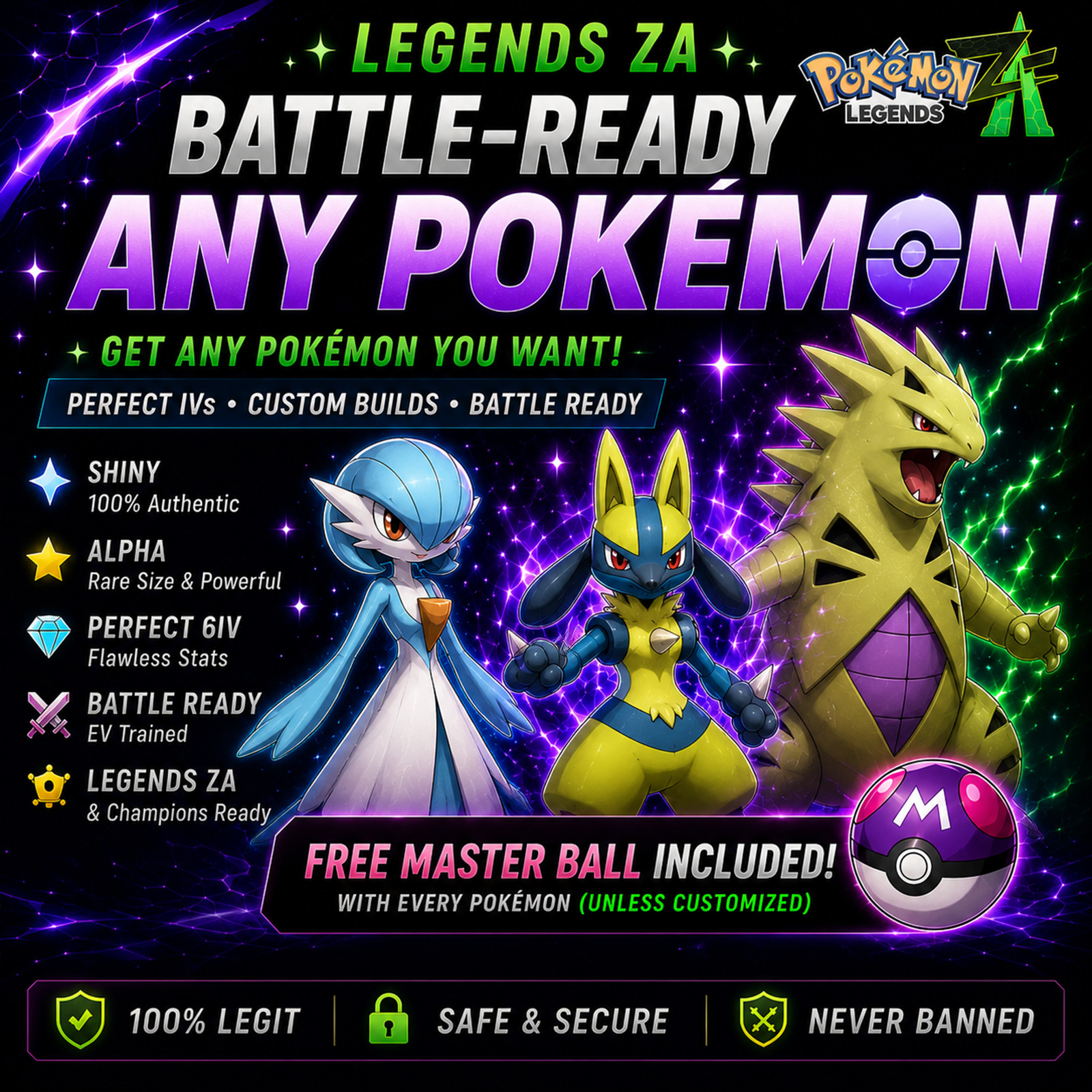 ✨ Any Pokémon Legends Z-A | Shiny Alpha 6IV | Custom | Fast Delivery