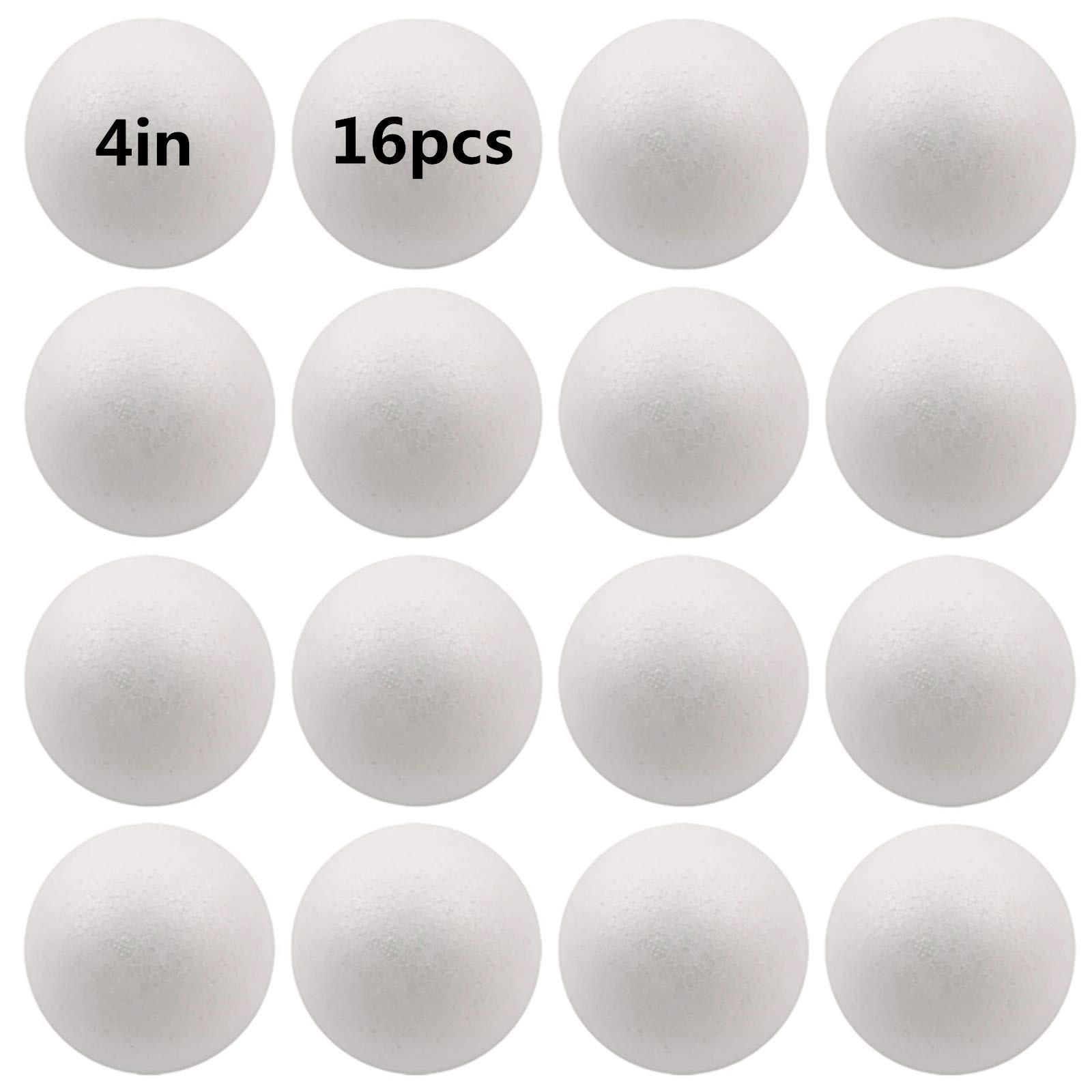 FFchuanhe 16 Pack Foam Balls for Crafts, 4 Inch Polystyrene Smooth 16pcs