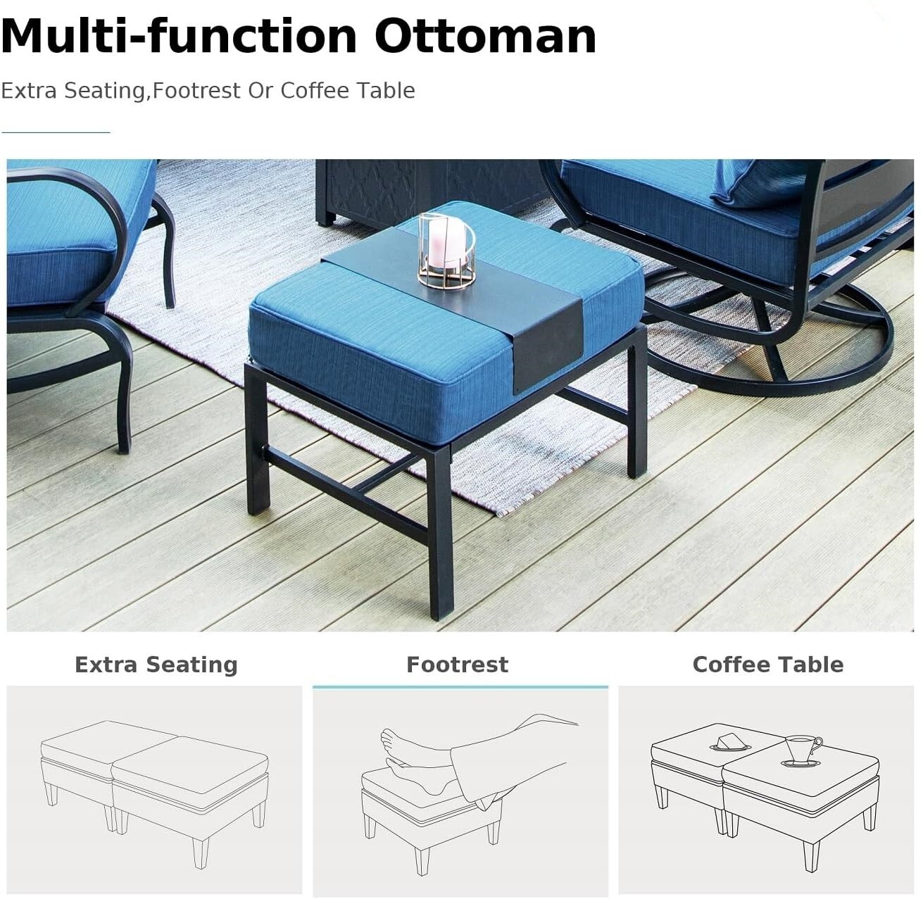 6 Pieces Patio Furniture Set Outdoor Conversation Set for Lawn Garden Backyard