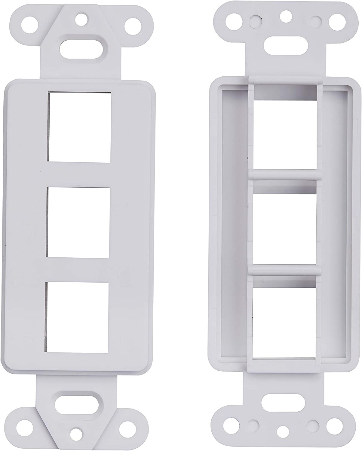 5 Pcs - 3 Port Decoration Wall Plate Keystone Insert 3 Gang White WallPlate