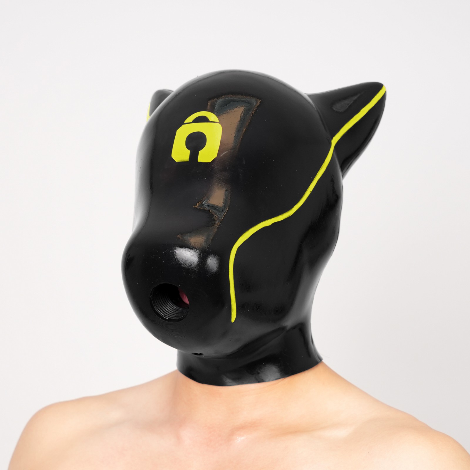Furrjoi IDO Silicone Realistic Dog Mask Insertable Hole Role Play Hood Yellow M