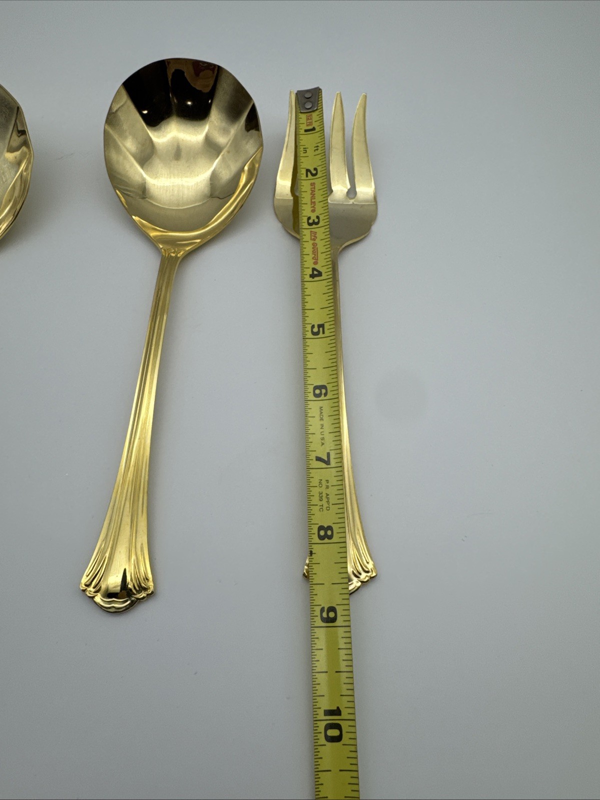 3 Excel St Joan Gold Electroplate Solid & Pierced Casserole Spoon & Fork
