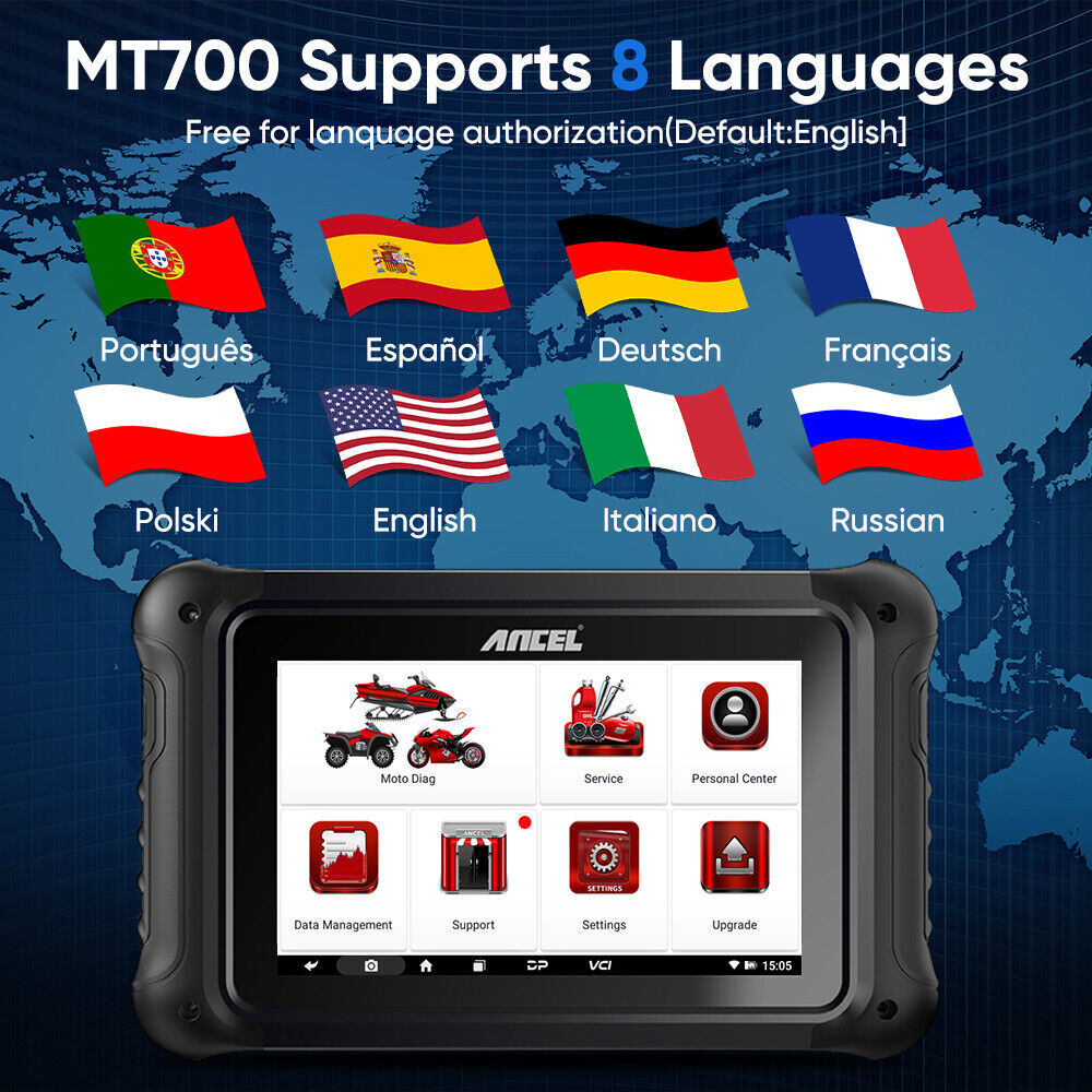 ANCEL MT700 OBD2 Motorcycle Diagnostic Tool All System ECU Coding Active Test