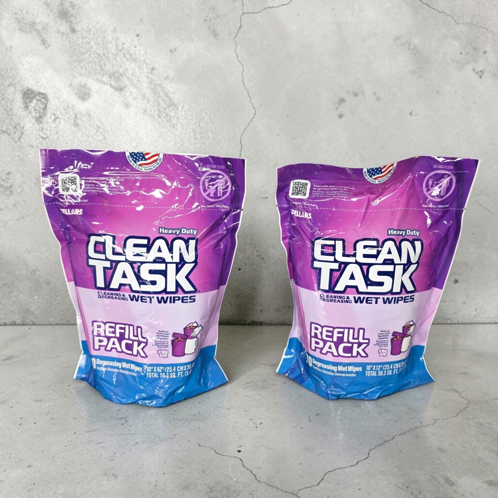 2 Pack Sellars 90174 Clean Task Cleaning & Degreasing Wet Wipes Refills
