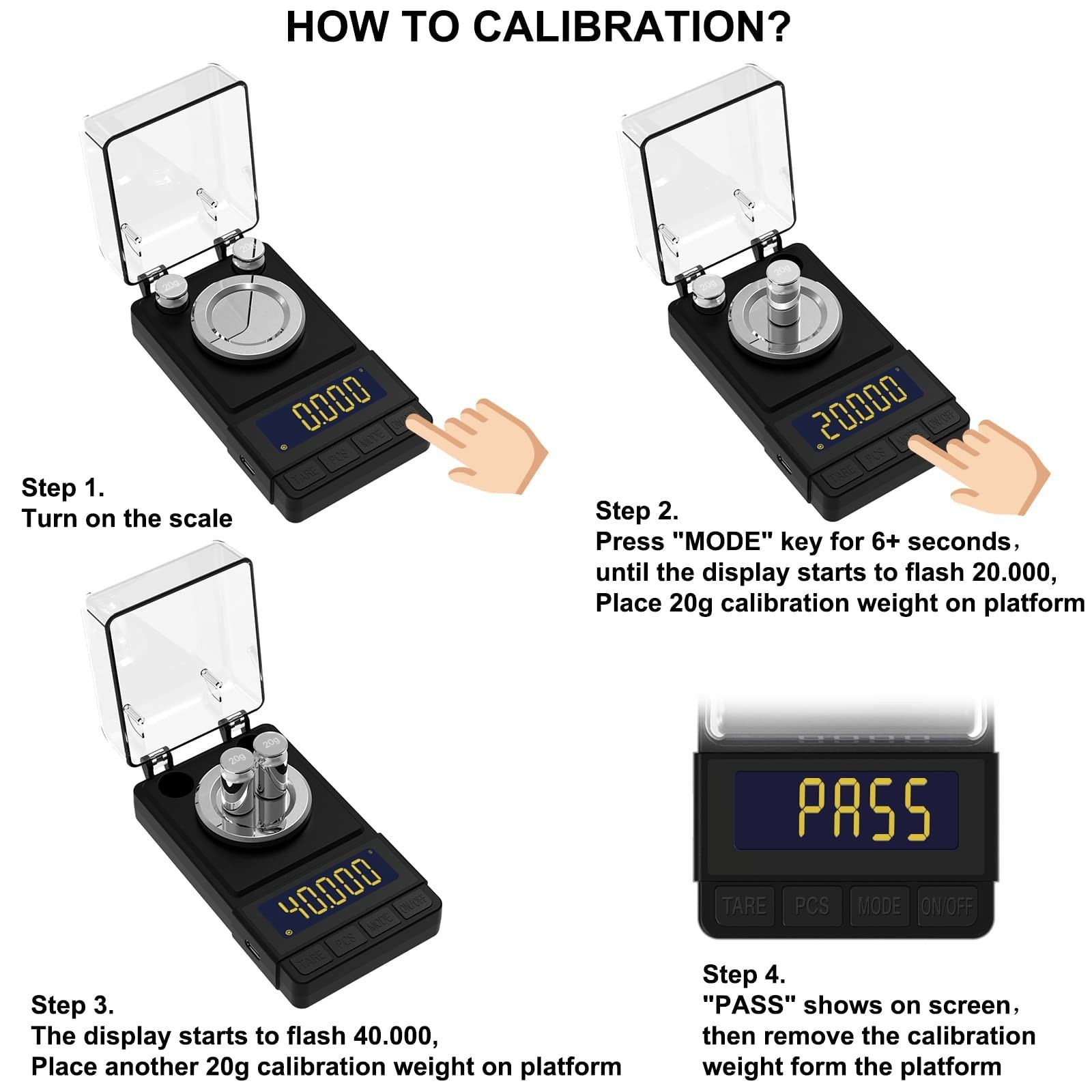 Precision Digital Milligram Scale 50g/0.001g, Compact Reloading Scale with Calib