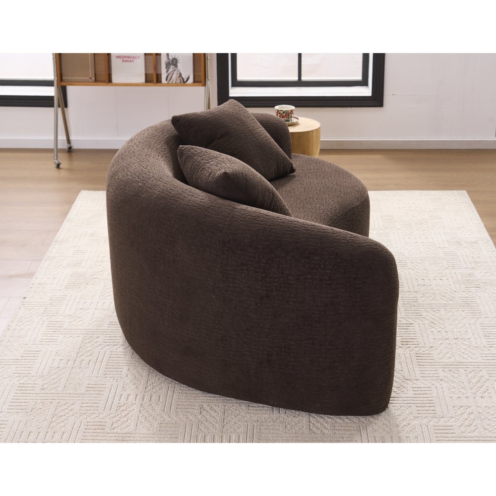 Reversible Loveseat Sofa with Dual-Depth Seat & Pillow Back, Chenille Fabric