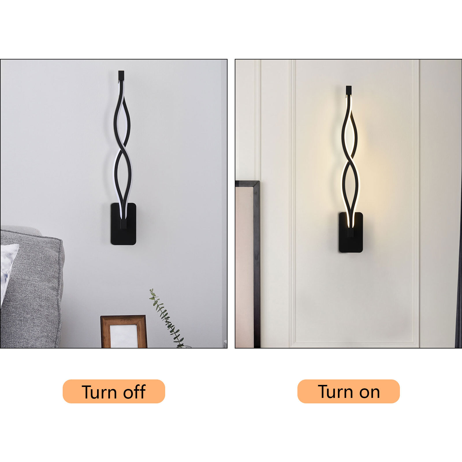 Modern 16W LED Wall-mounted Light Lamp Dimmable Black+Clear Wall Sconce Lighting
