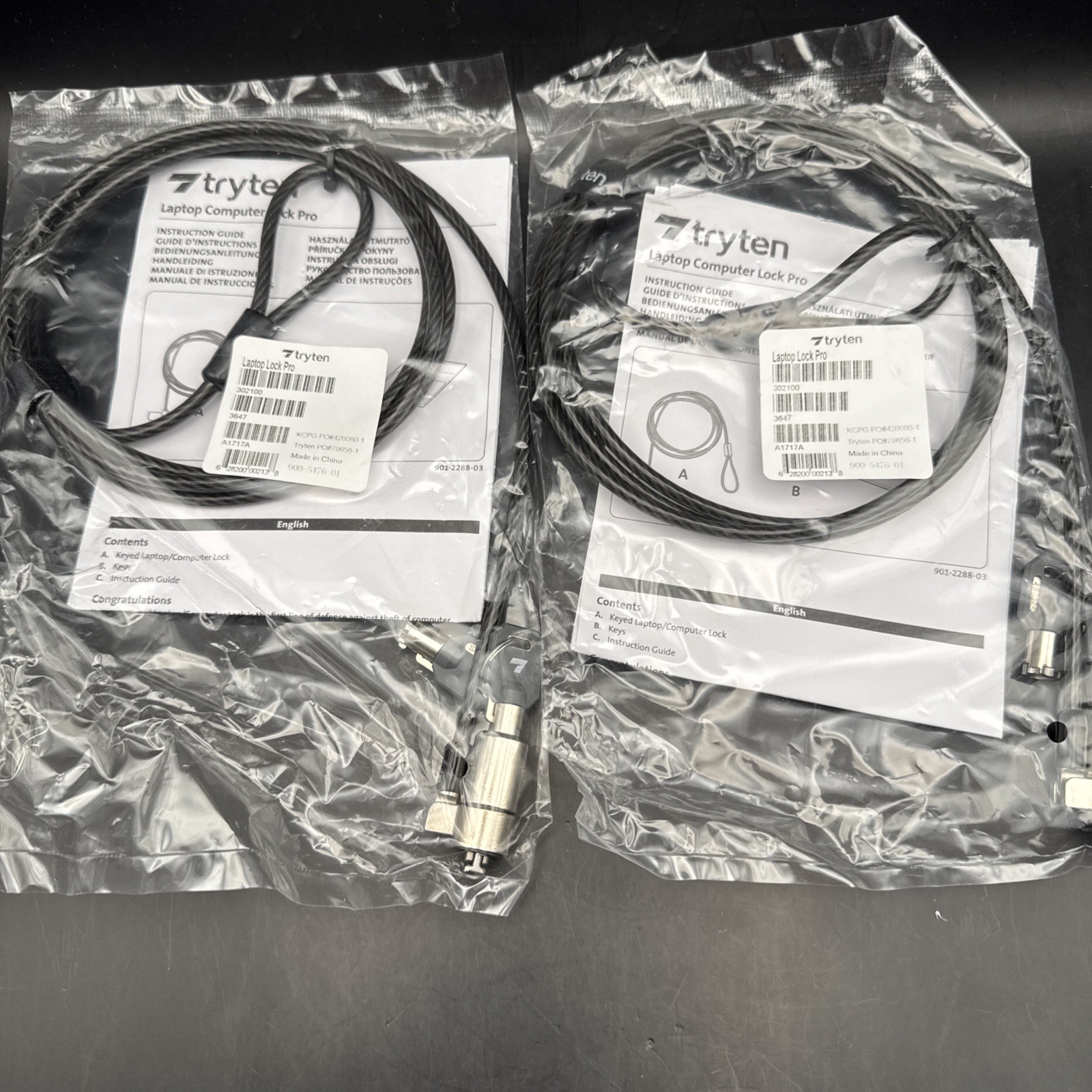 Lot Of 2 Tryten Keyed Computer & Laptop Lock Pro! New Factory Sealed Packaging