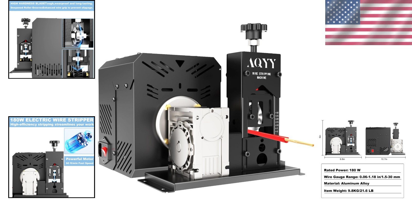 Portable Electric Wire Stripper - 80 ft./min Speed for Fast Insulation Removal