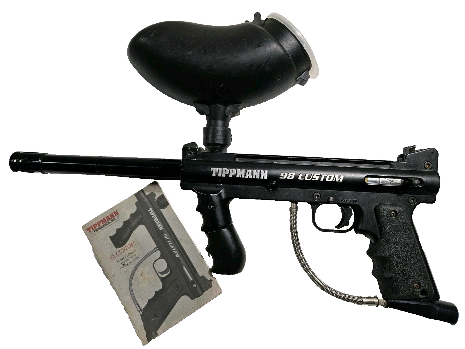 Works Well Tippmann Model 98 Custom Paintball Gun With 200 Feeder Barrel Manual