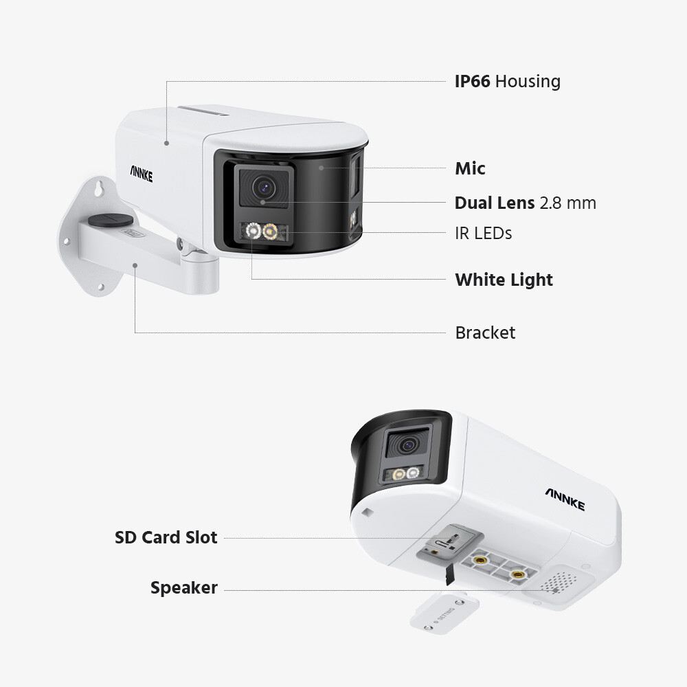 ANNKE 6MP POE Security Camera 180° Dual Lens Color Night Two Way Audio FCD600