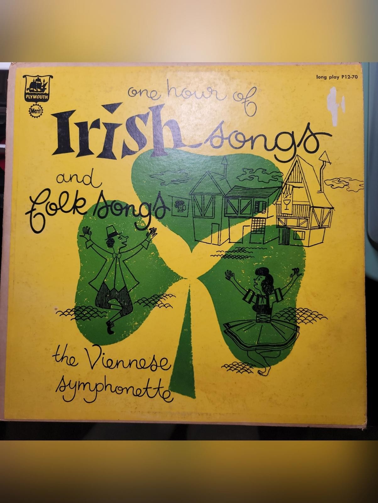 Vintage Irish Songs 33 1/3 Vinyl- Green & Yellow. 1960s