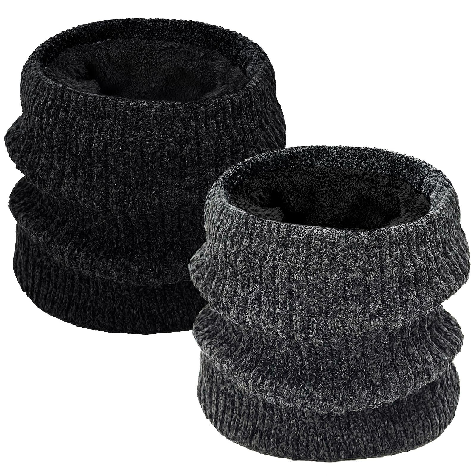 lifwimner 2 Pack Winter Neck Gaiter Warmers for Men One Size, Black+darkgrey