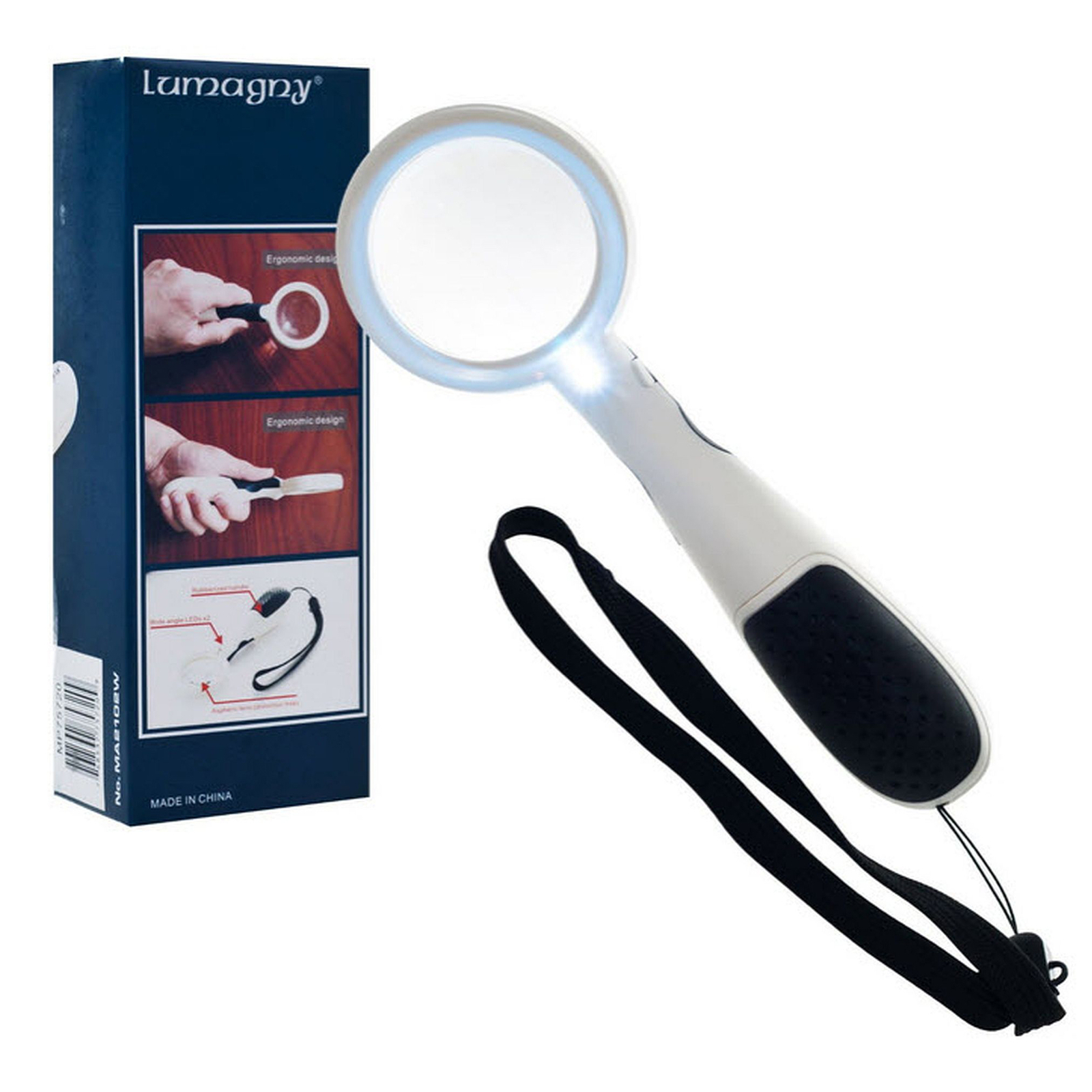 Hawk MP75720 5X Magnifying Glass – Handheld LED Lighted Tool with Strap