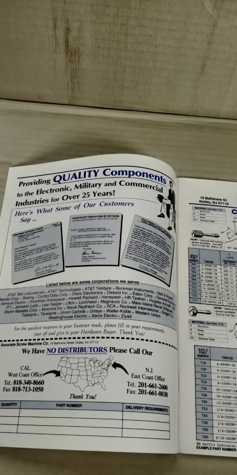 1990s Accurate Screw Machine Co. Captive screw catalog C3