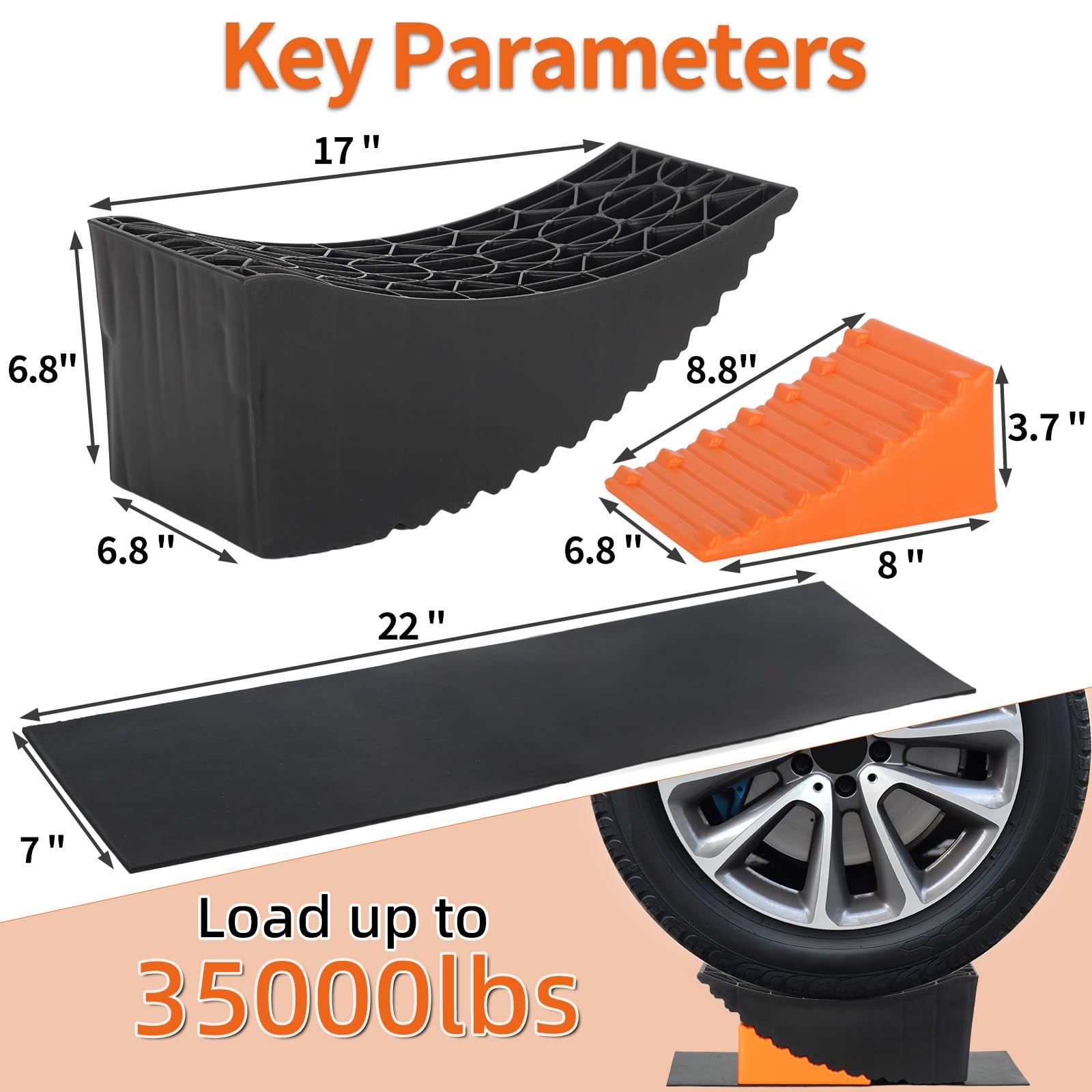 OULEME Orange RV Leveler XL 2 Pack